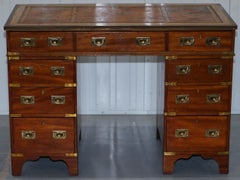 Rare Harrods Military Army & Navy 1890 Campaign Used Twin Pedestal Partner Desk