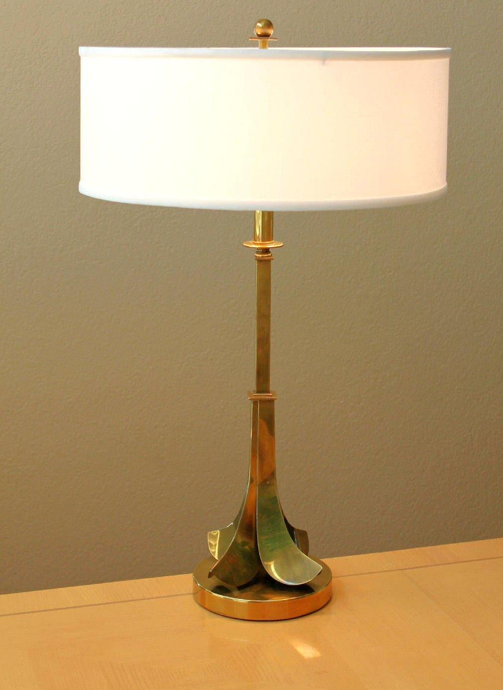 Métal Rare lampe de bureau HART Associates moderne du milieu du siècle dernier en laiton abstrait Palm Celebrity en vente