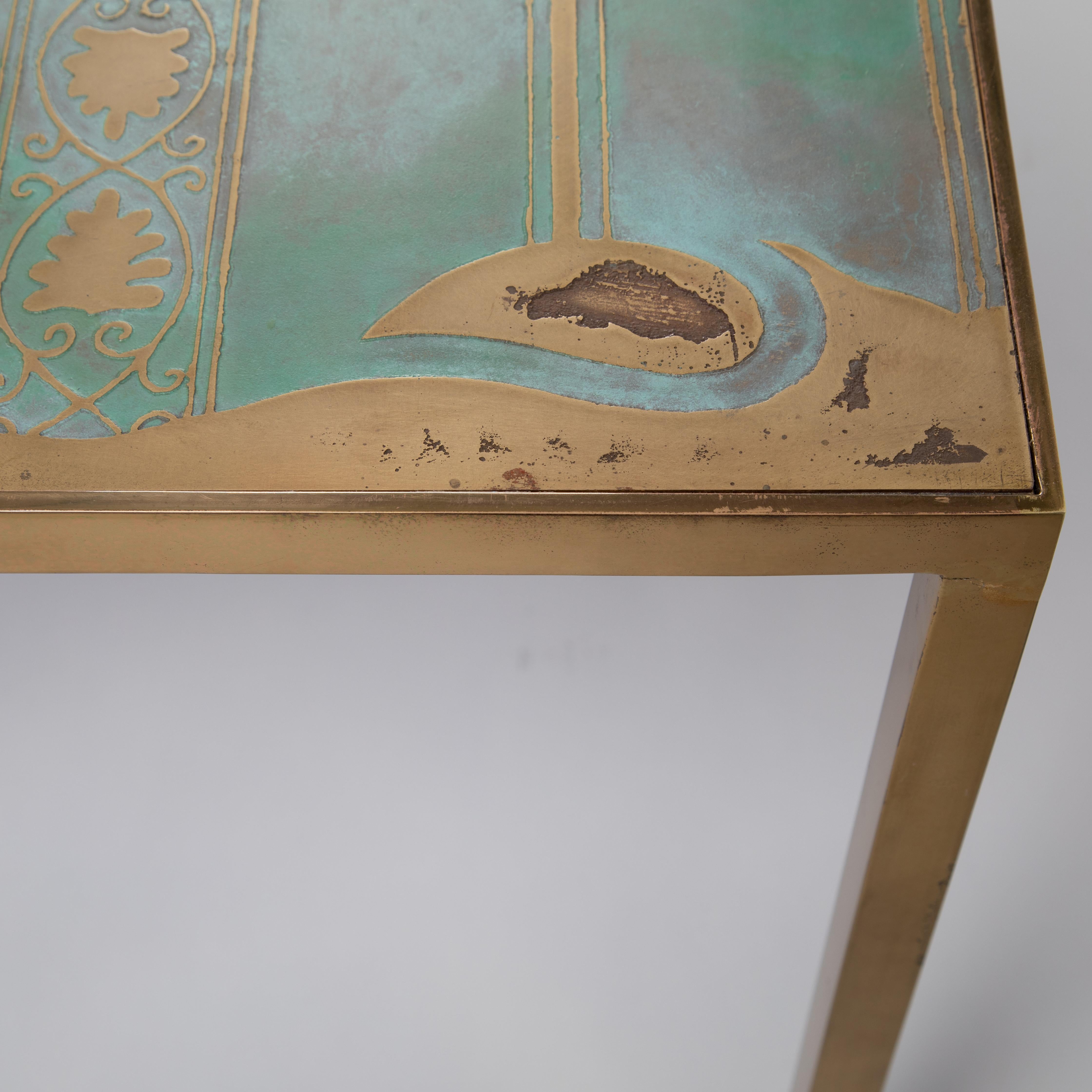 Rare Harvey Probber Acid-Etched and Patinated Bronze Sofa Table, circa 1960s 2