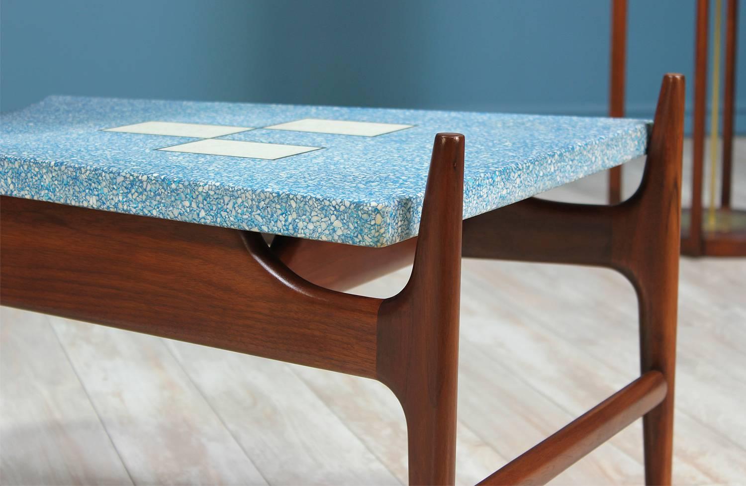Rare Harvey Probber Blue Terrazzo Floating-Top Side Tables 2