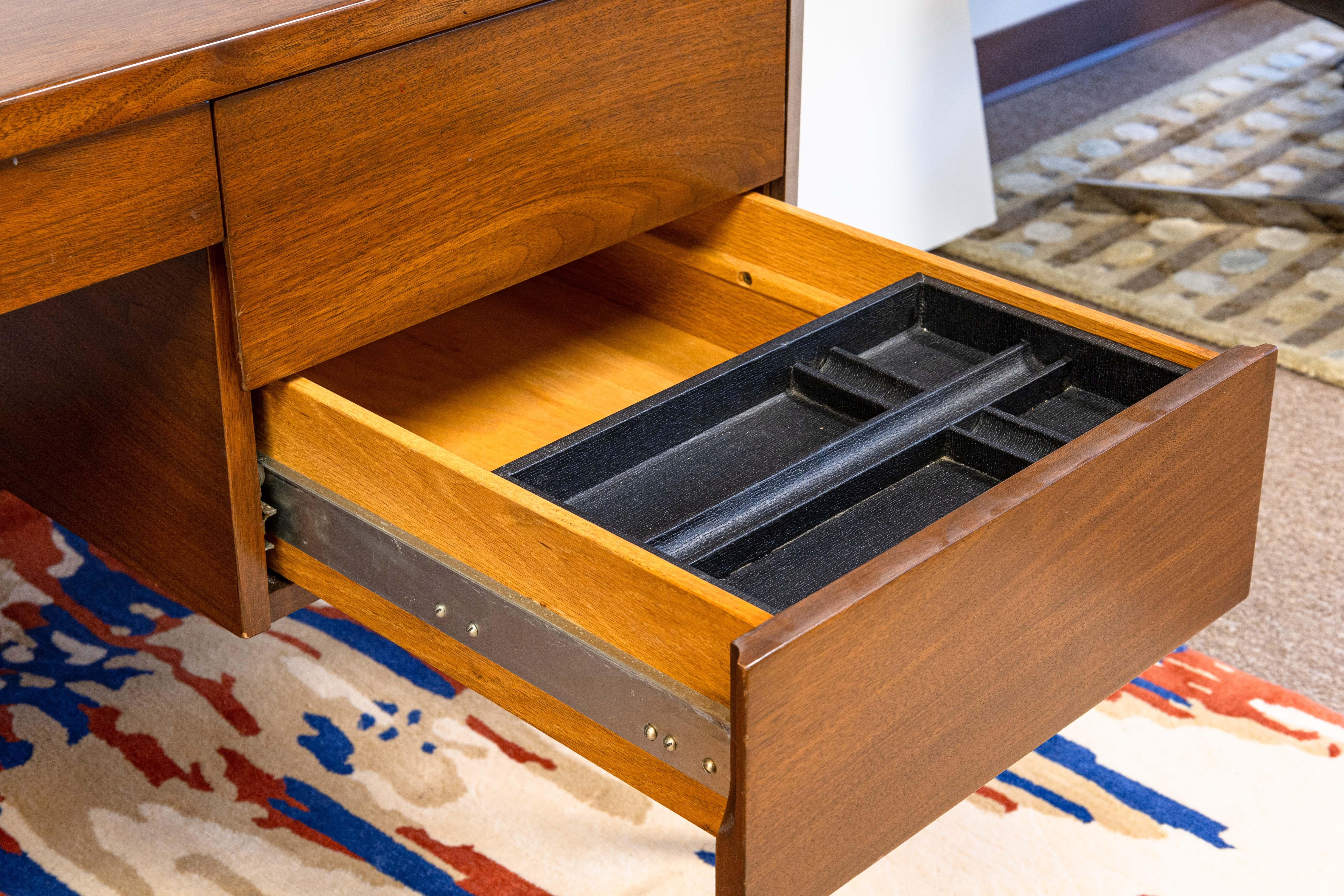 20th Century Rare Harvey Probber Mid Century Modern Walnut and Chrome Executive Writing Desk