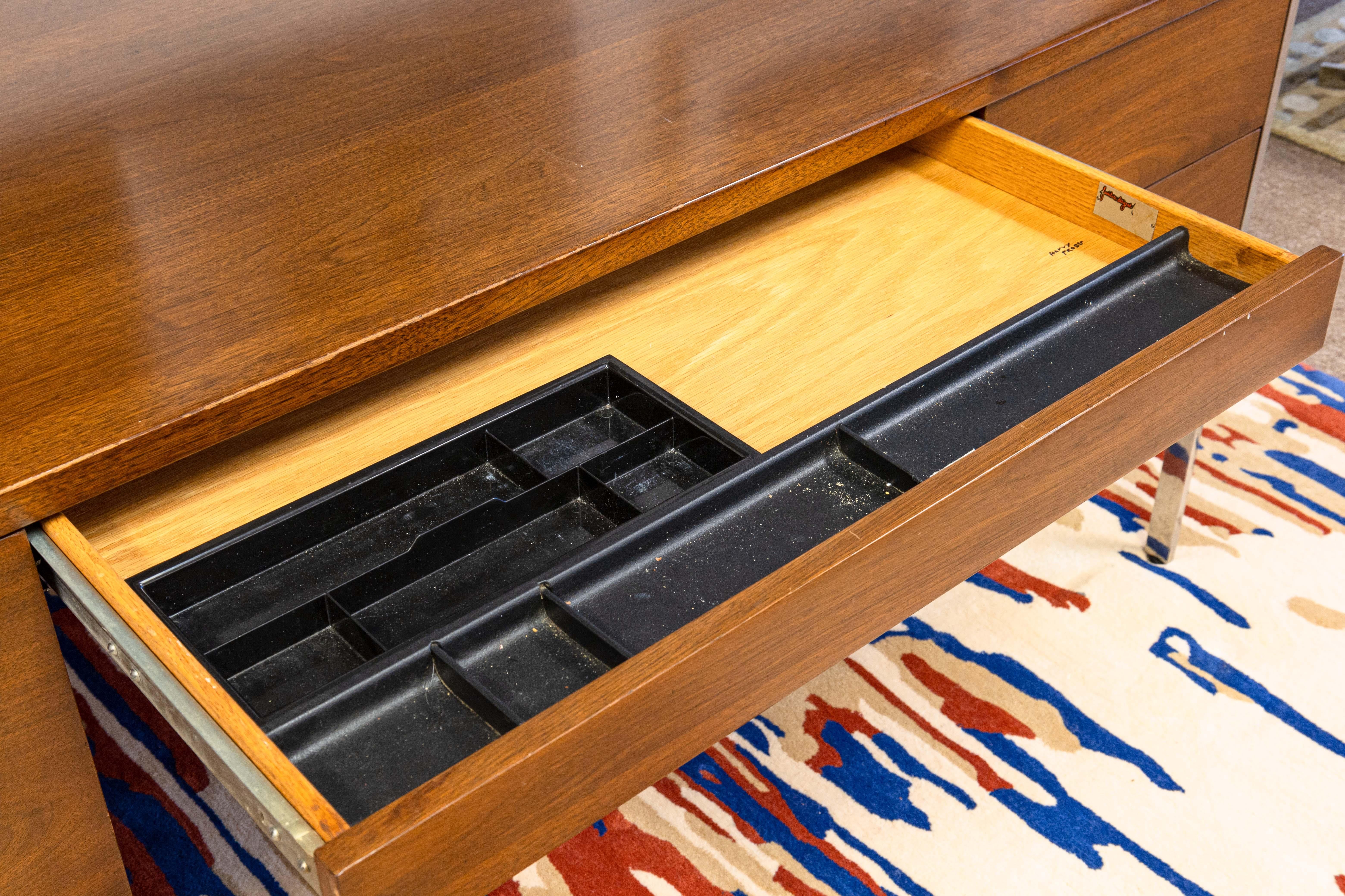 Rare Harvey Probber Mid Century Modern Walnut and Chrome Executive Writing Desk 3