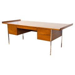 Rare Harvey Probber Mid Century Modern Walnut and Chrome Executive Writing Desk