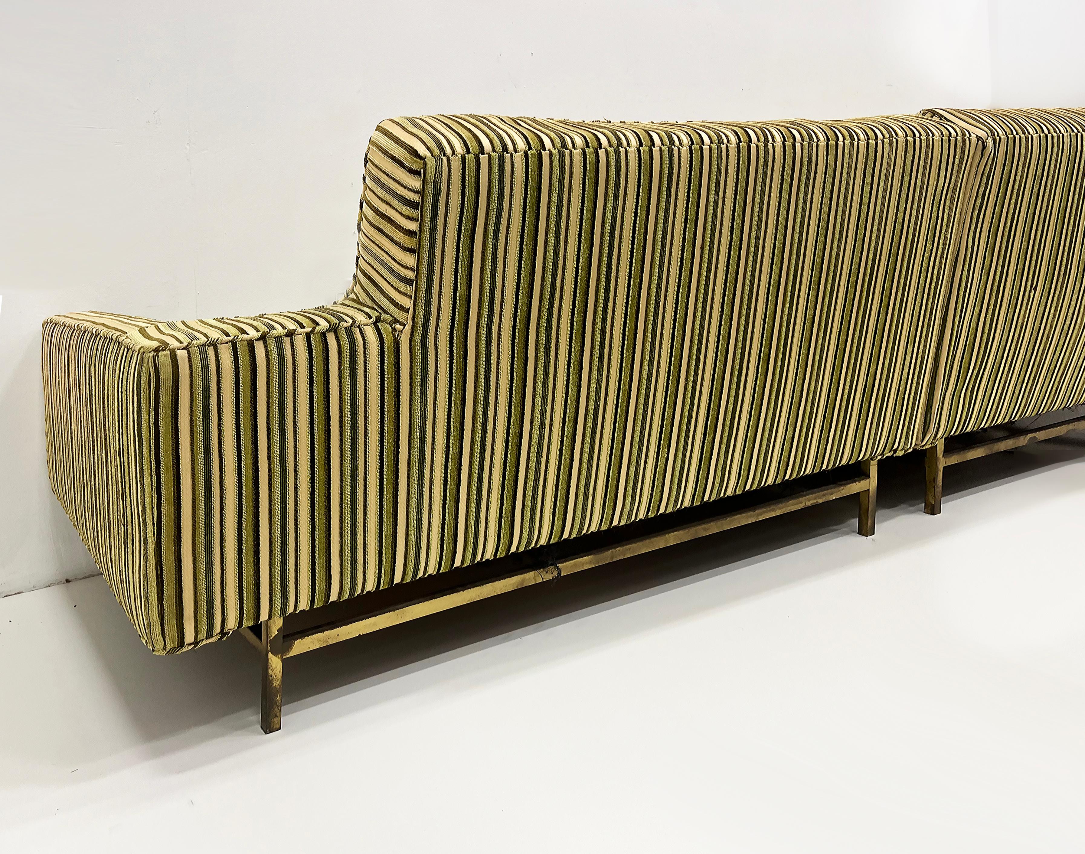 Rare Harvey Probber Midcentury Modern Sofa, Brass Stretcher, Original ...