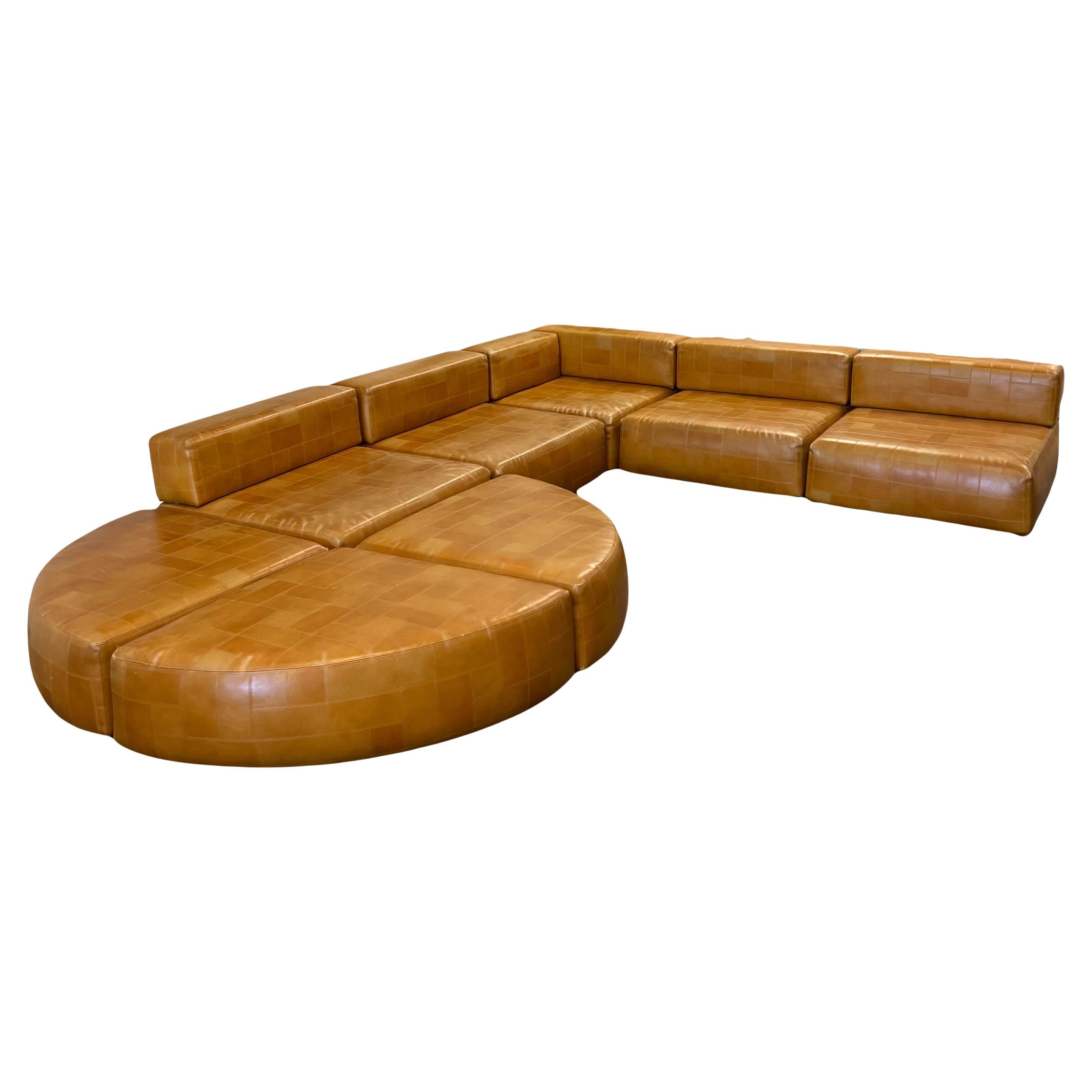 Rare Harvey Probber Patchwork Leather Sectional Sofa For Sale