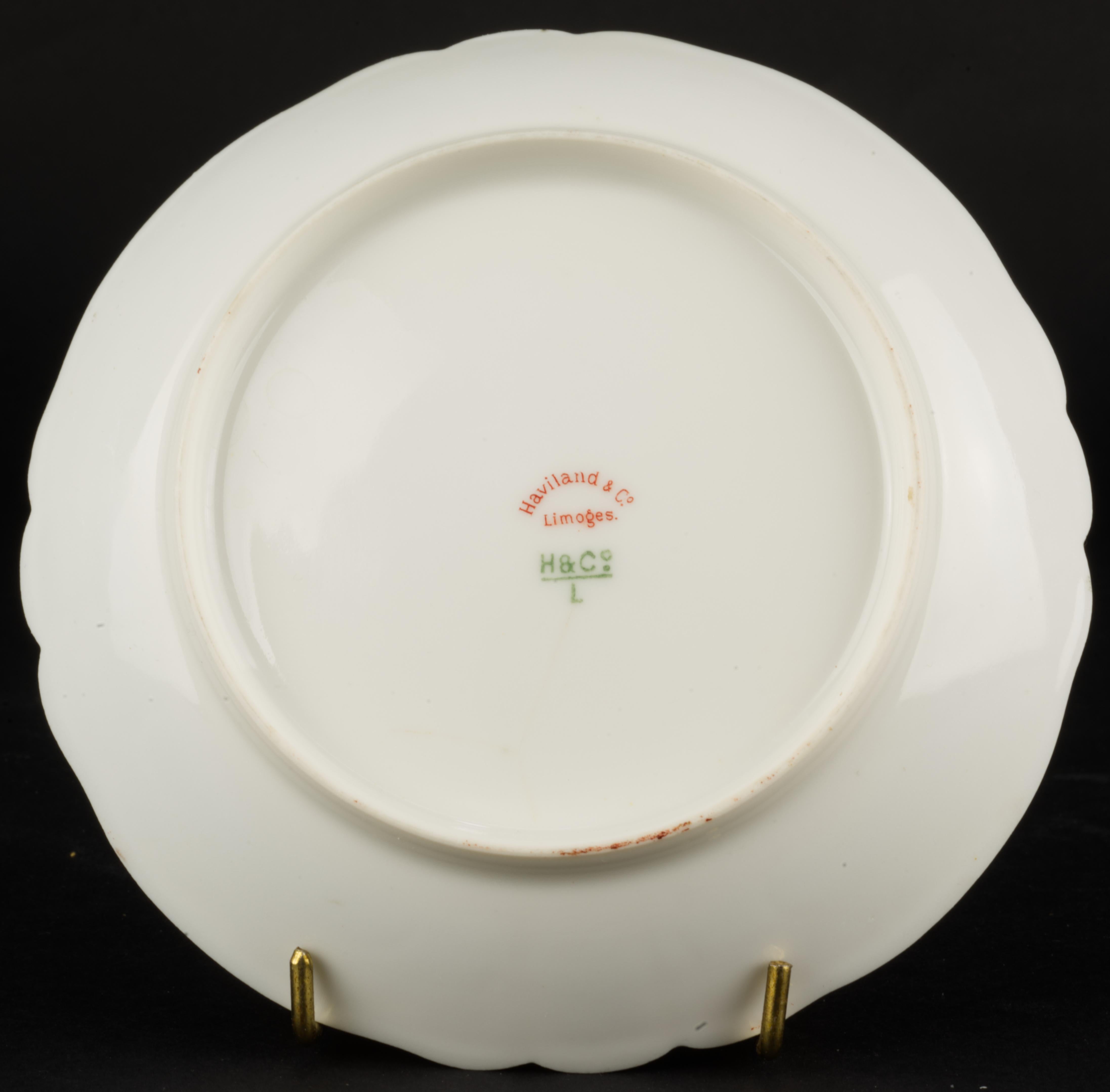 Ensemble rare de tasses et de soucoupes Haviland Limoges en porcelaine ancienne, France, années 1890 en vente 3