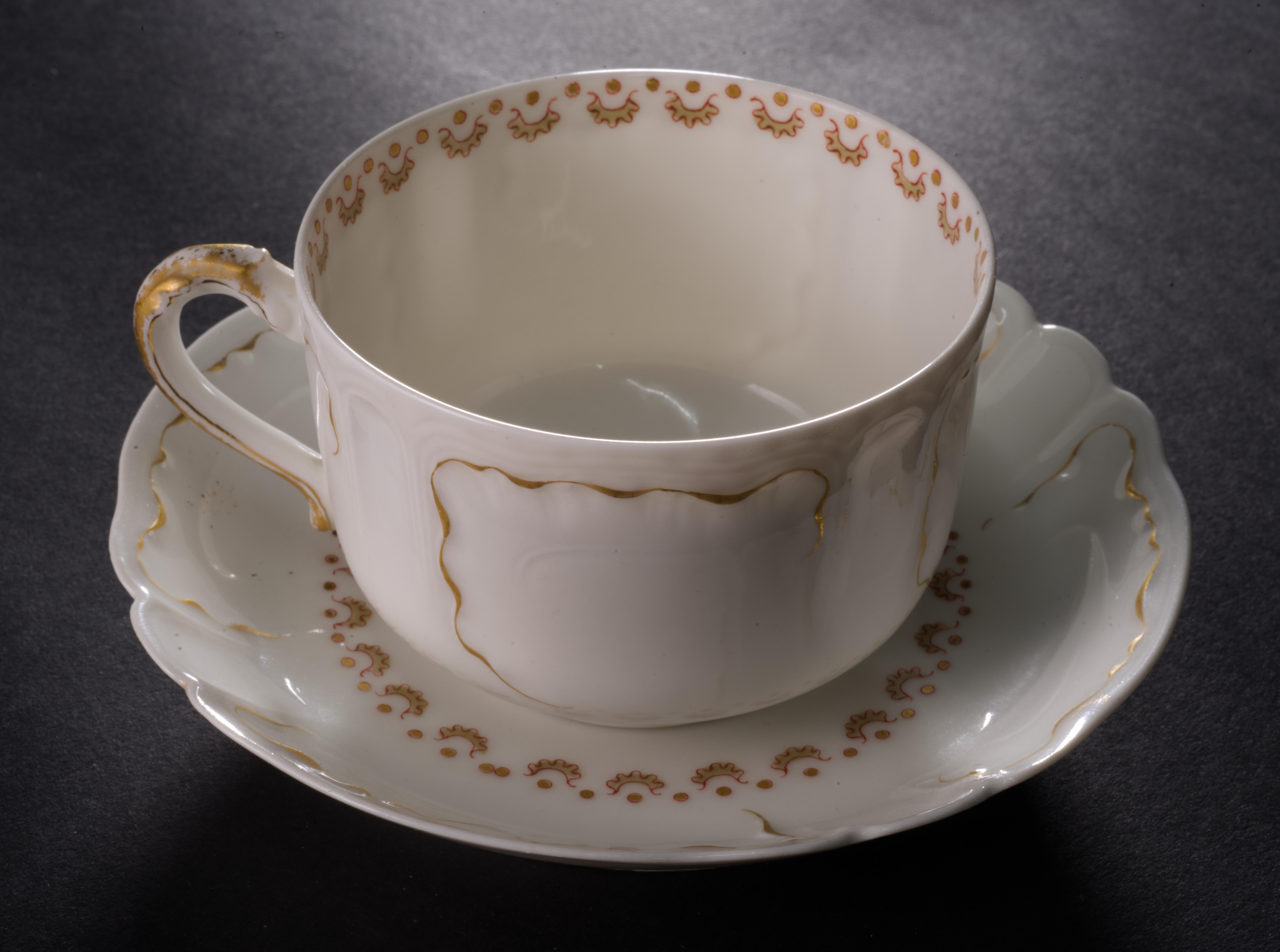 French Rare Haviland Limoges Cup and Saucer Set Antique Porcelain, France 1890s For Sale