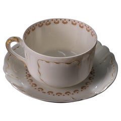 Rare Haviland Limoges Cup and Saucer Set Used Porcelain, France 1890s