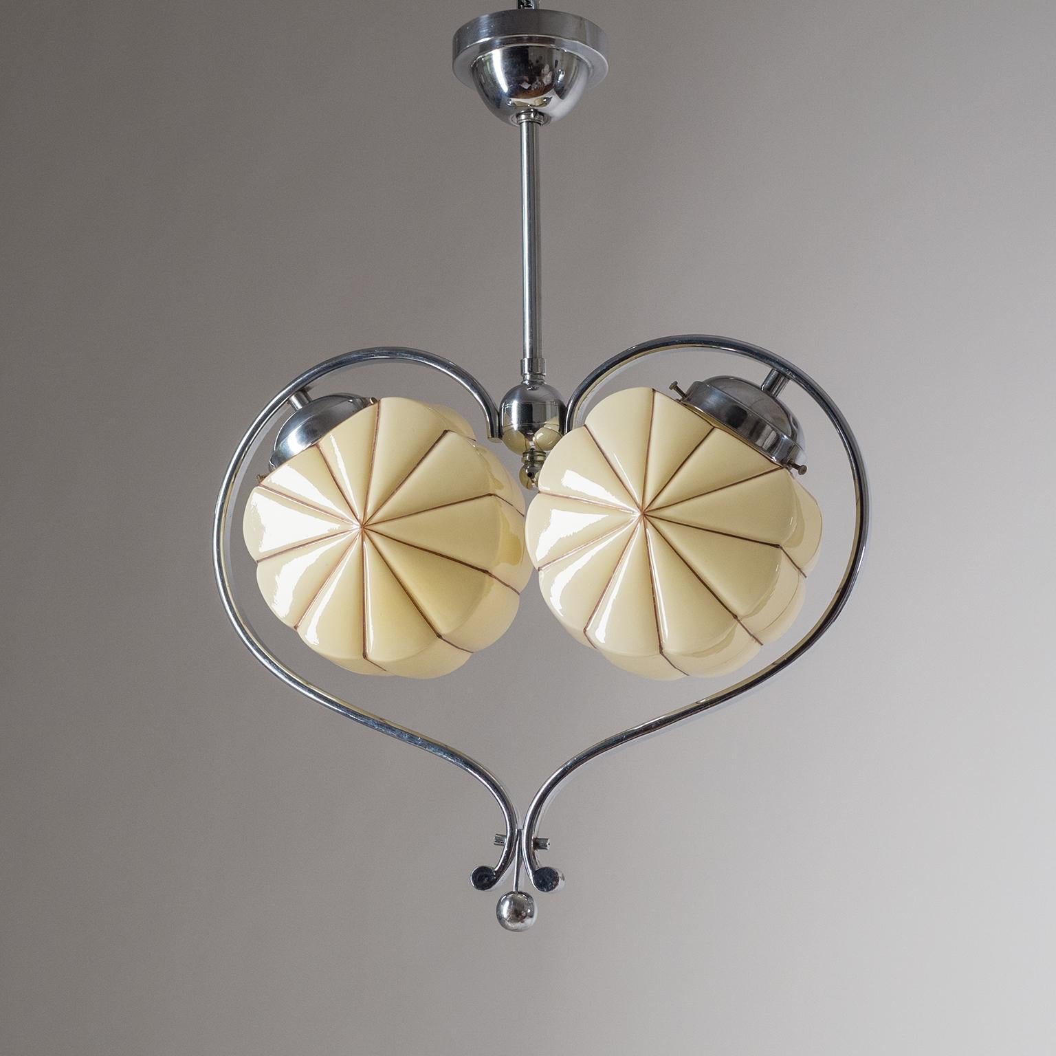 Rare Heart Shaped Art Deco Chandelier, 1930s 4