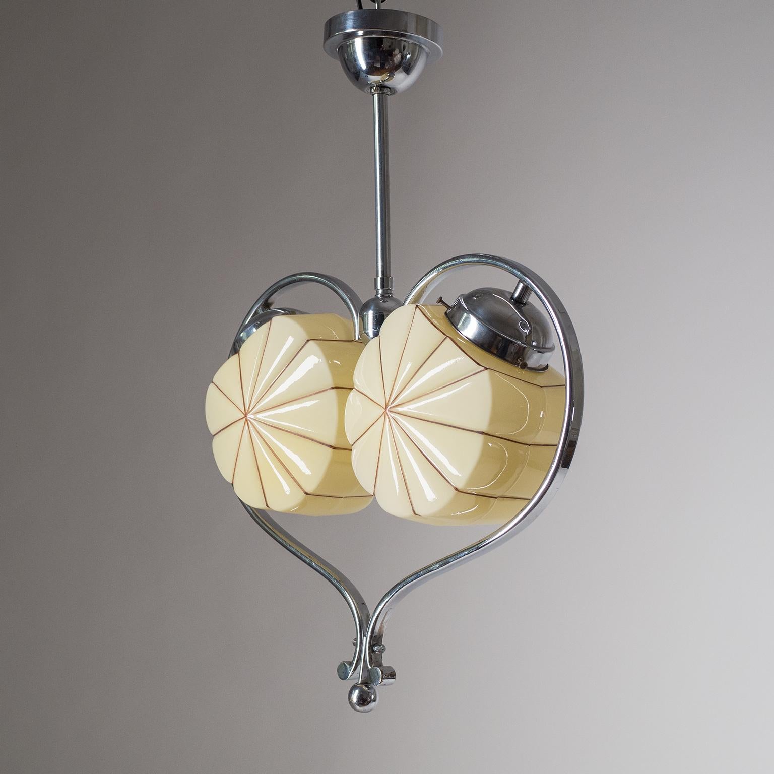 Rare Heart Shaped Art Deco Chandelier, 1930s 5