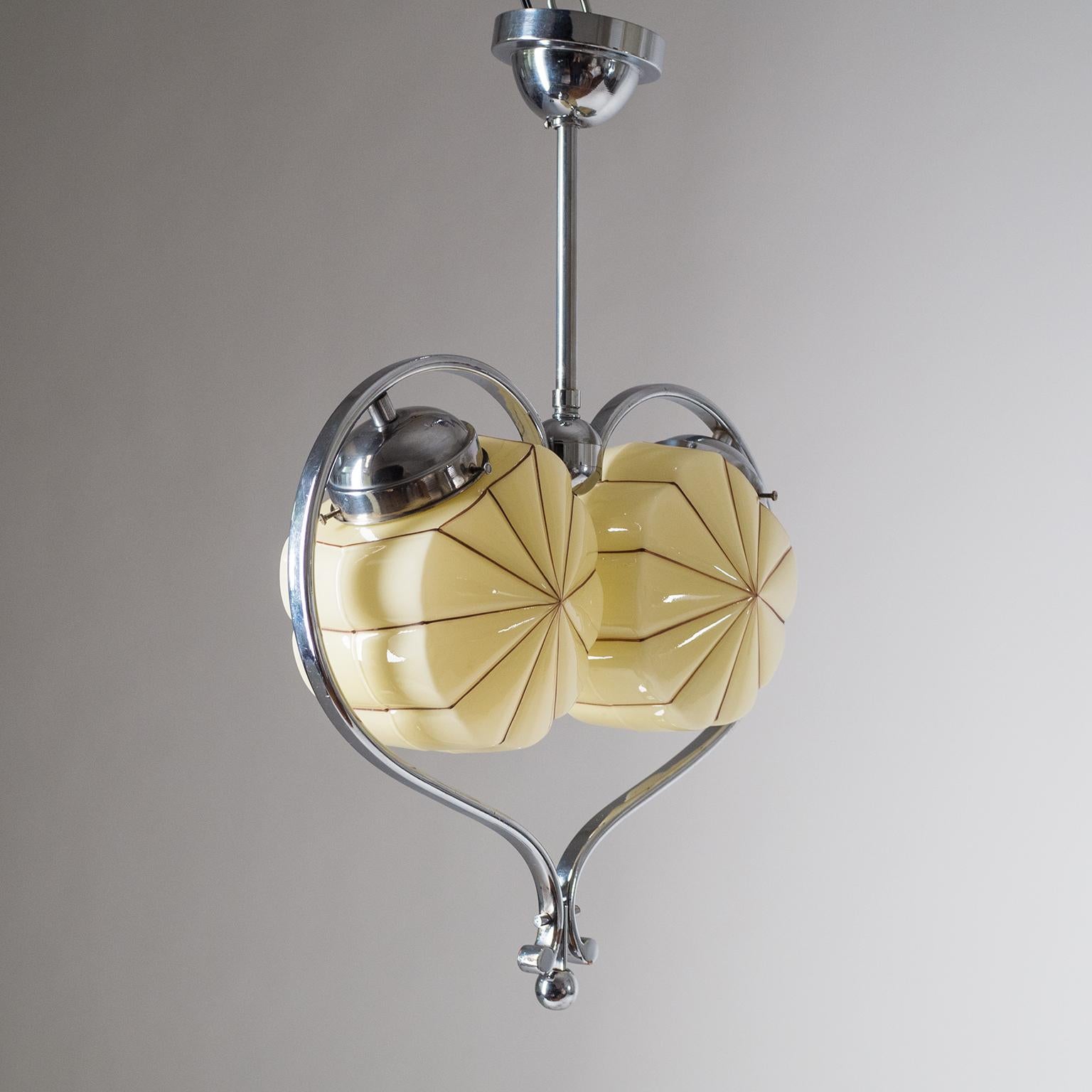 Rare Heart Shaped Art Deco Chandelier, 1930s 7