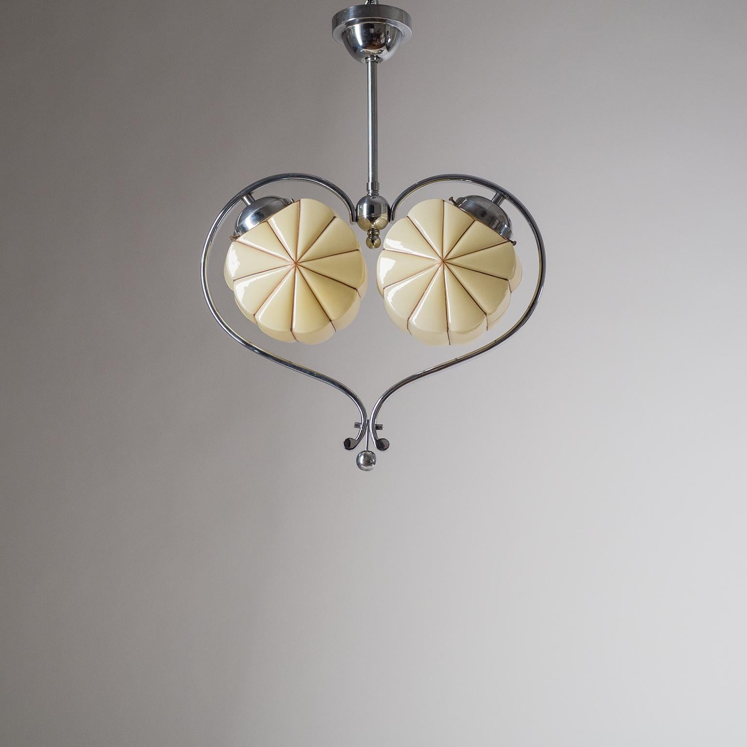 Rare Heart Shaped Art Deco Chandelier, 1930s 8