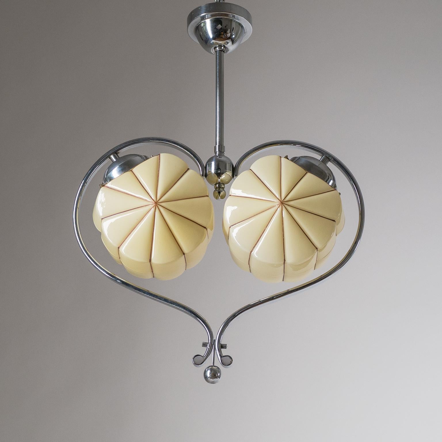 Rare Heart Shaped Art Deco Chandelier, 1930s 1