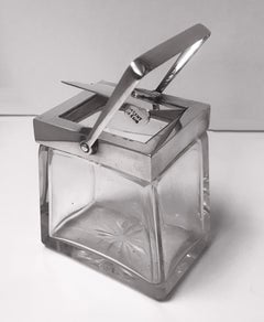 Rare Heath and Middleton Glass and Silver Mechanical Jar, Birmingham 1906