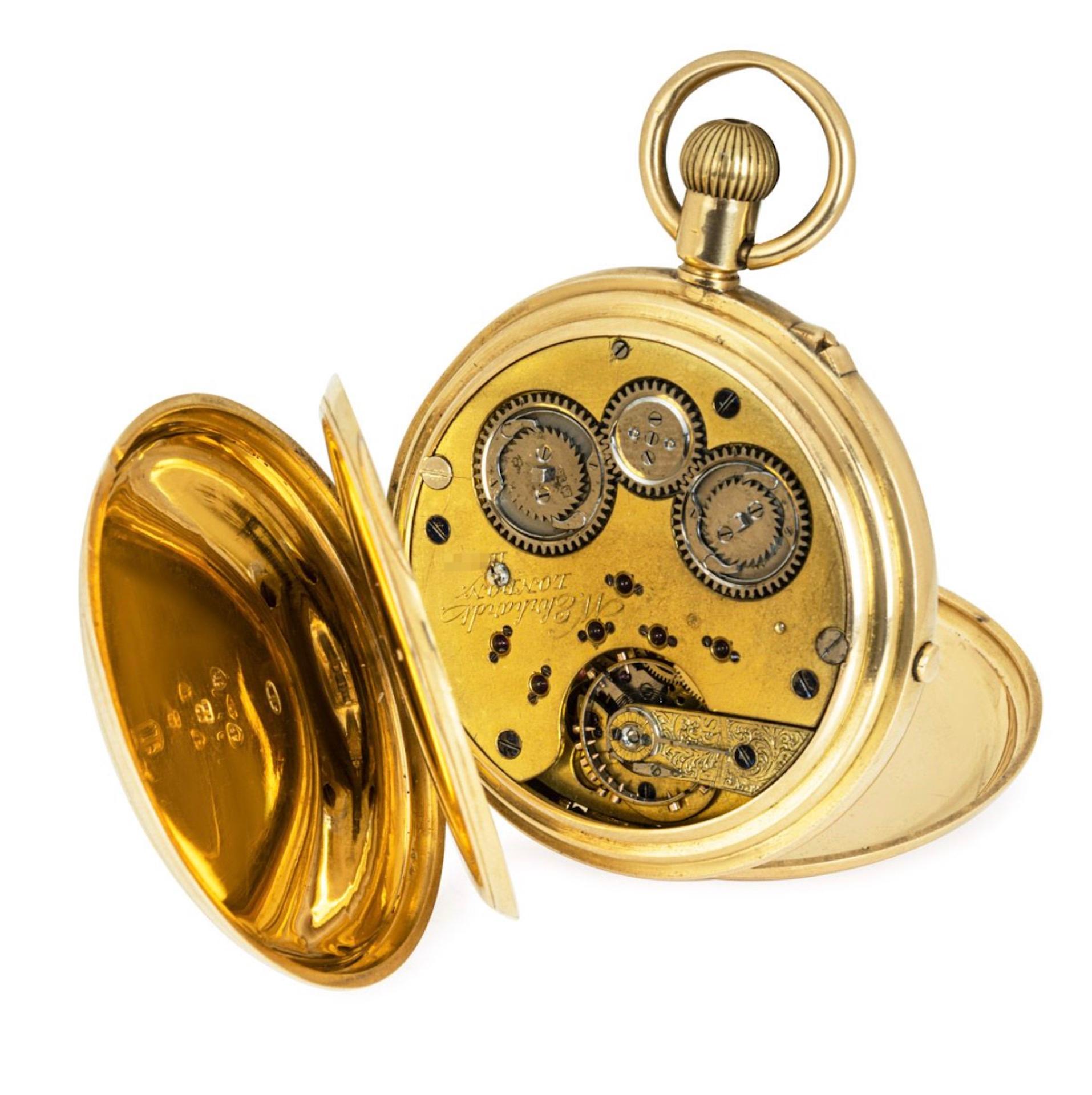 Rare Heavy 18CT Gold Keyless Lever Independent Second Full Hunter Pocket Watch In Excellent Condition For Sale In London, GB