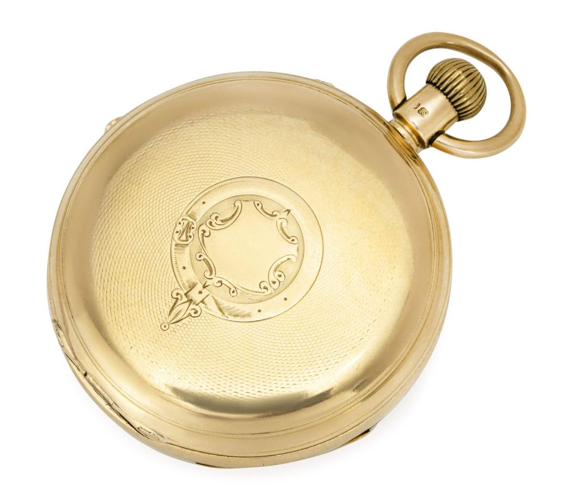 Rare Heavy 18CT Gold Keyless Lever Independent Second Full Hunter Pocket Watch For Sale 1