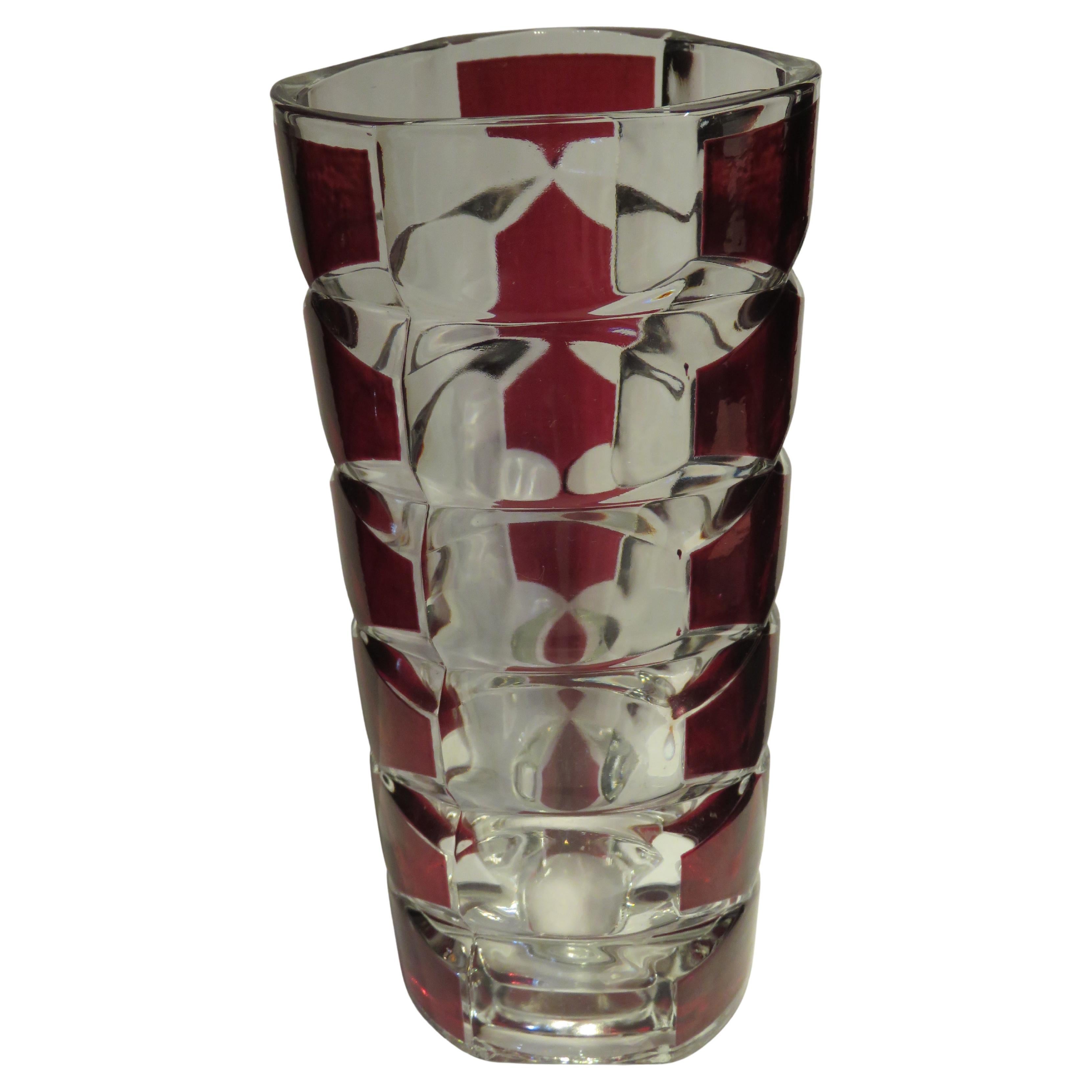 Raro vaso pesante di cristallo francese del 19° secolo attribuito a Baccarat