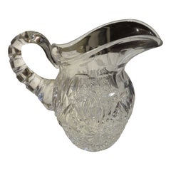 Rare Heavy 19TH Century Brilliant Diamond Hand Cut Glass Pitcher
