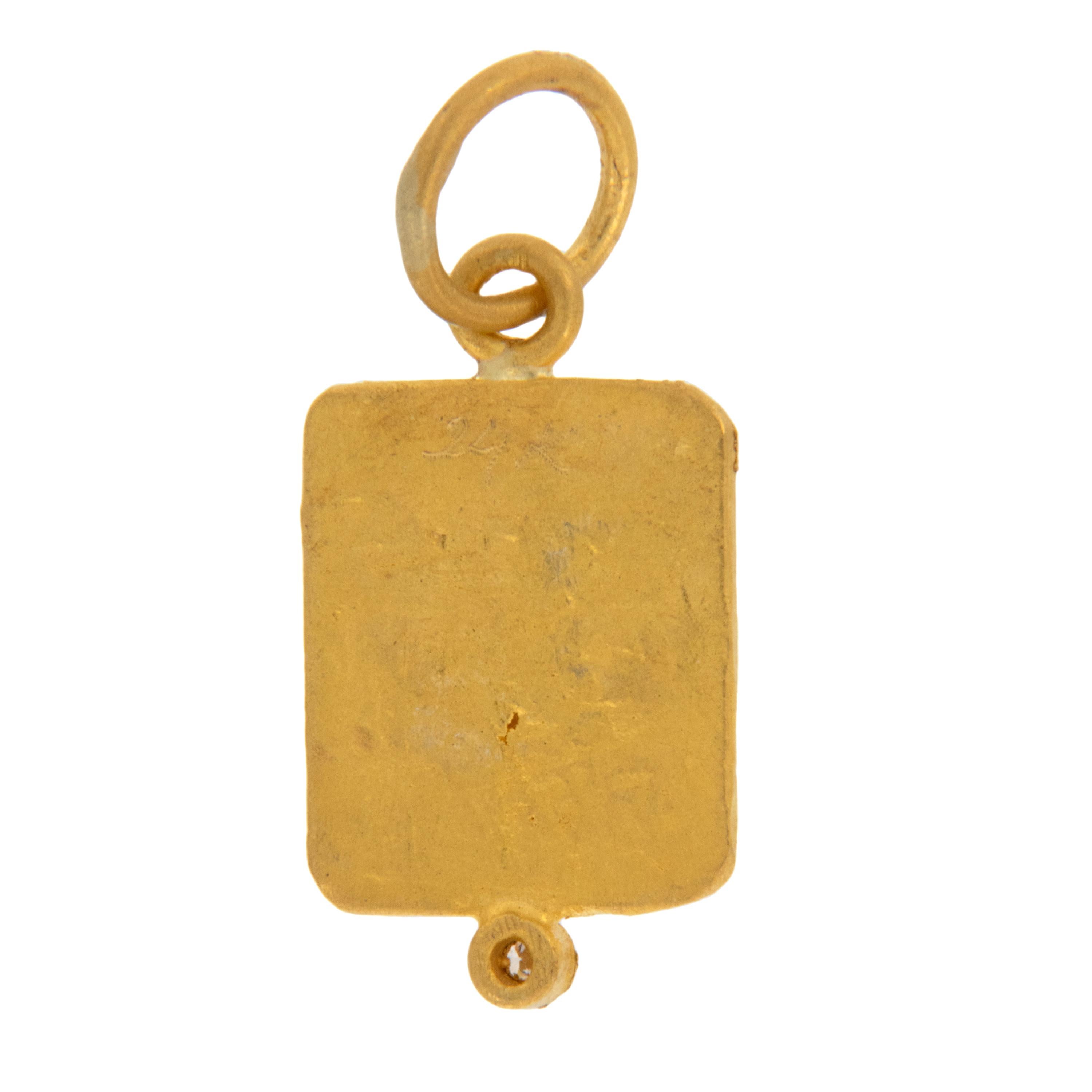 Byzantin Rare breloque lourde en or jaune 24 carats avec pendentif en forme de pièce de monnaie ancienne Replica Face Lion