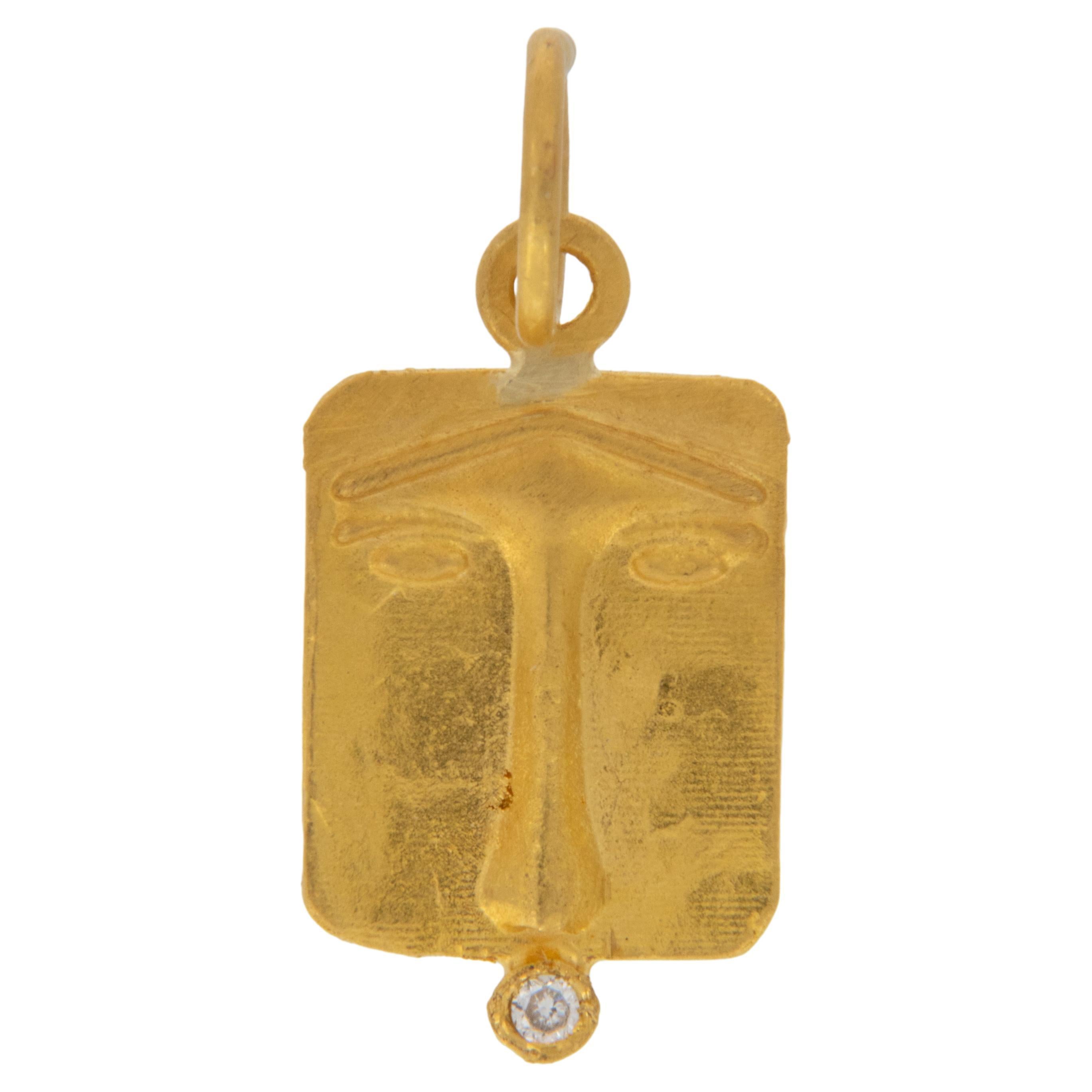 Rare breloque lourde en or jaune 24 carats avec pendentif en forme de pièce de monnaie ancienne Replica Face Lion