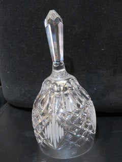 Rare Heavy Estate Large European Diamond Cut Crystal Clear Bell