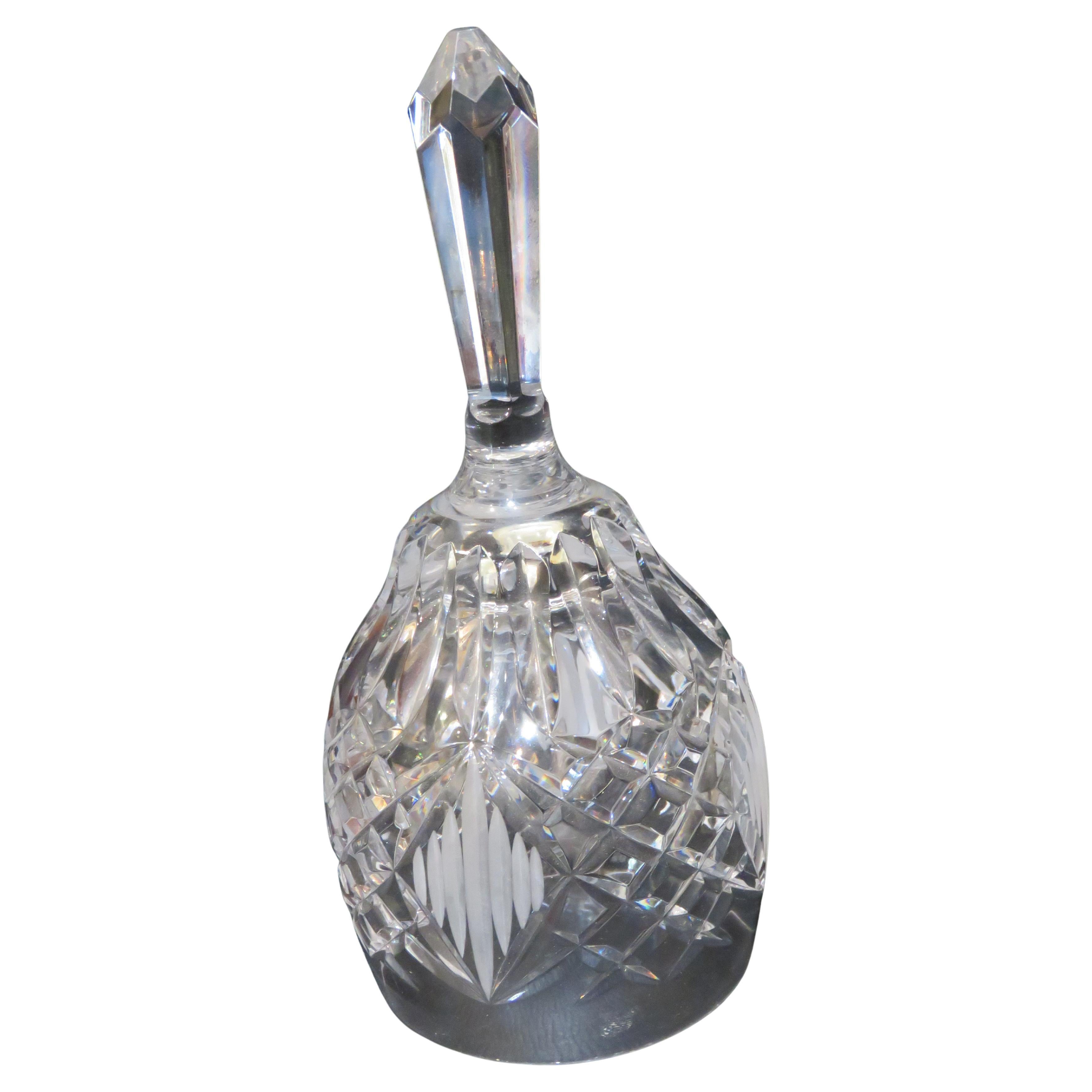 Rare Heavy Estate Large European Diamond Cut Crystal Clear Bell