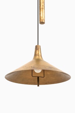 Rare plafonnier réglable en hauteur en laiton