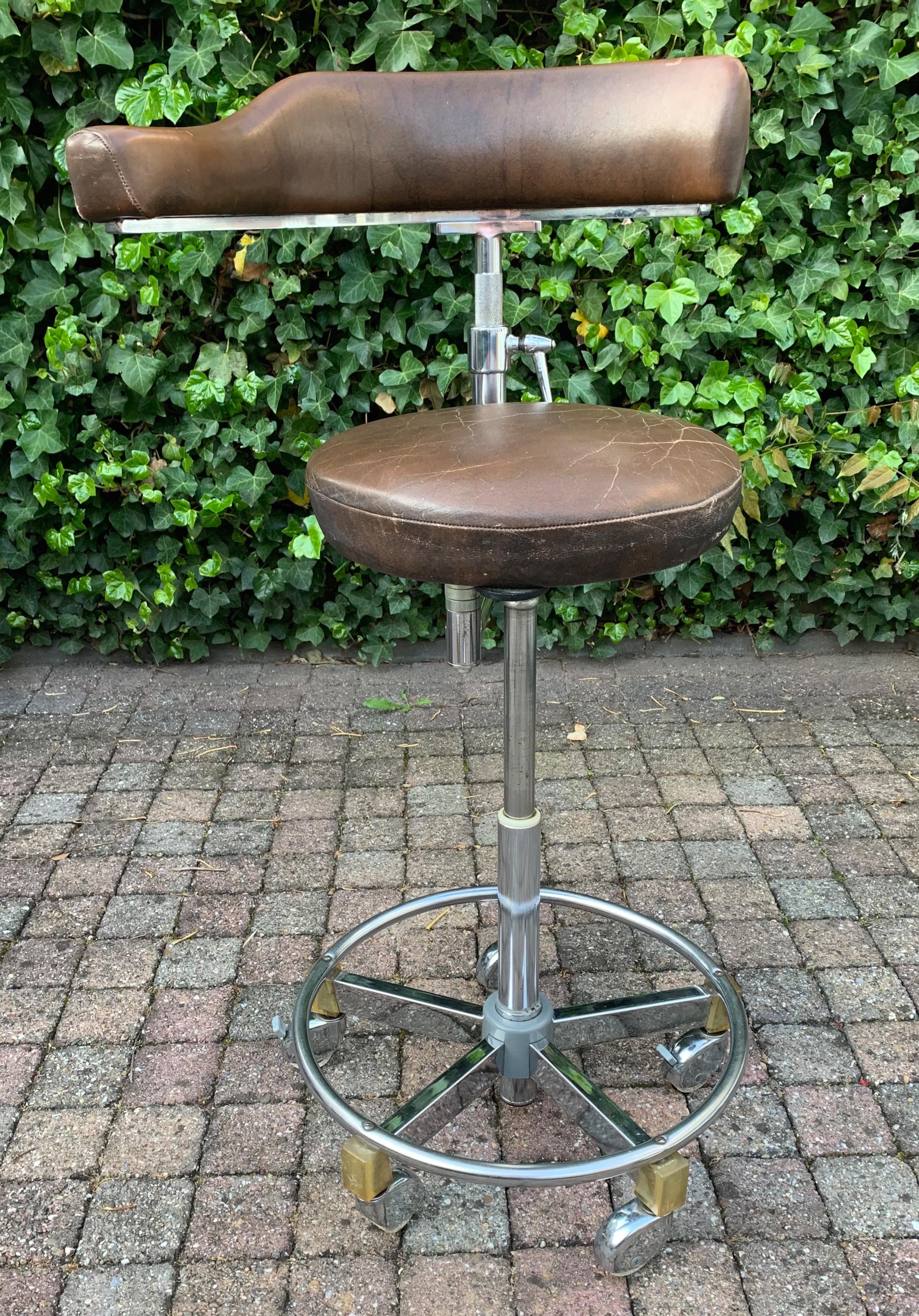 Rare & Height Adjustable Industrial Chrome Artist Studio Spindle Chair or Stool 3