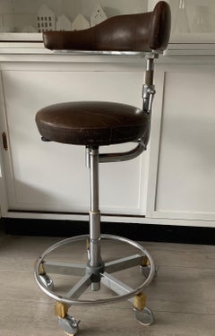 Rare & Height Adjustable Industrial Chrome Artist Studio Spindle Chair or Stool