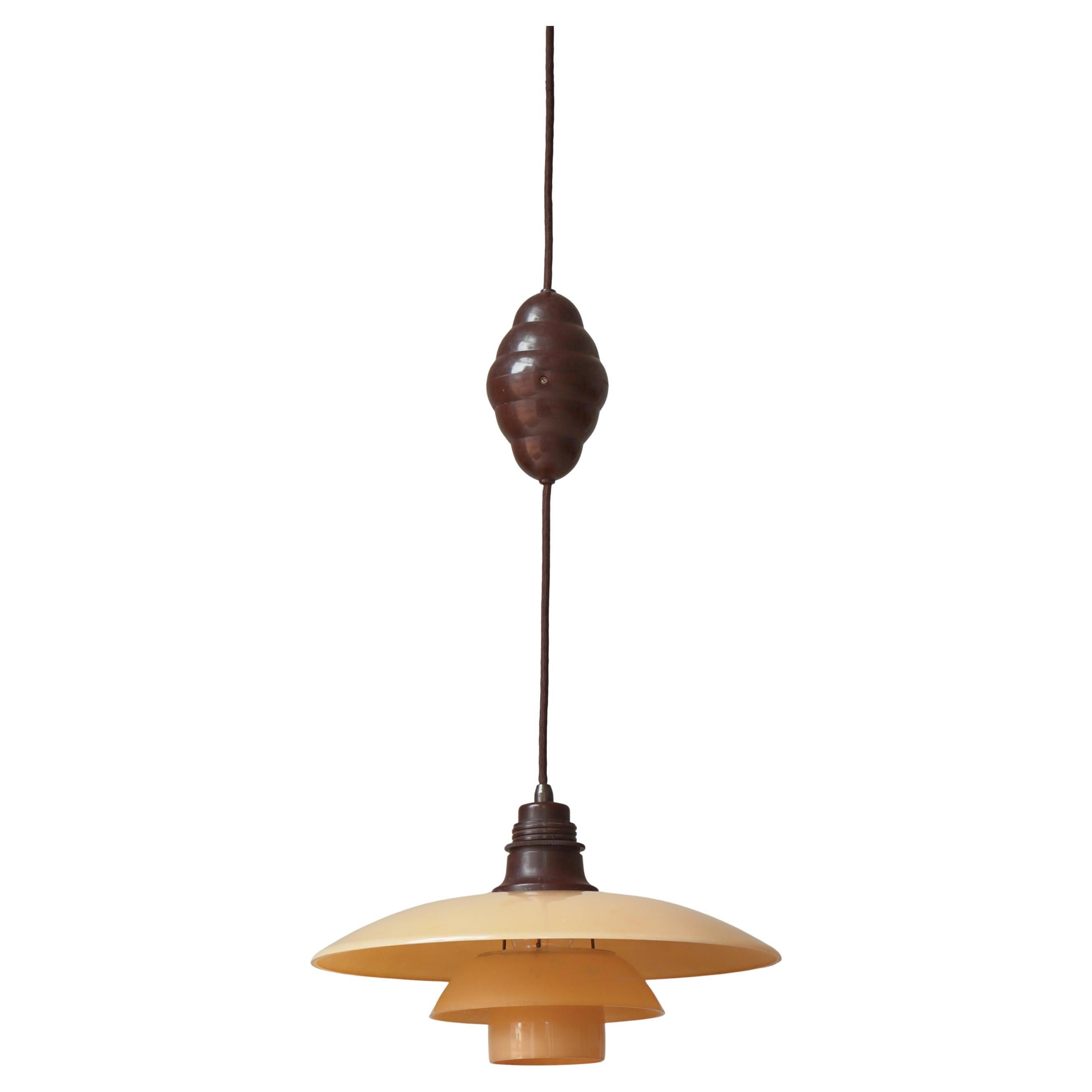 Rare Height-Adjustable PH Pendant Lamp Matte Glass Shades Poul Henningsen, 1930s in vendita