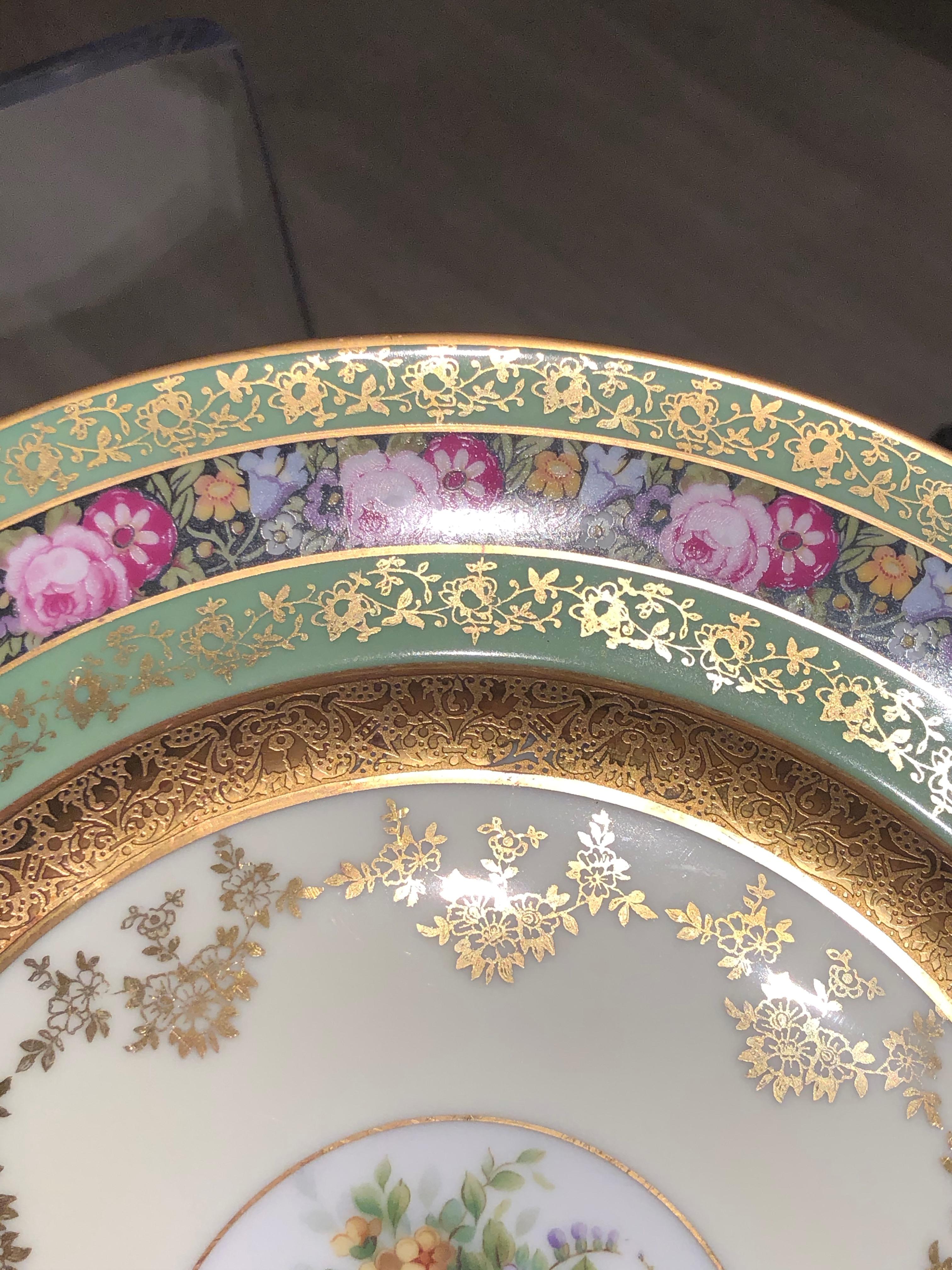 Heinrich & Co. Assiettes de service Selb incrustées d'or et de fleurs, lot de 11 en vente 7