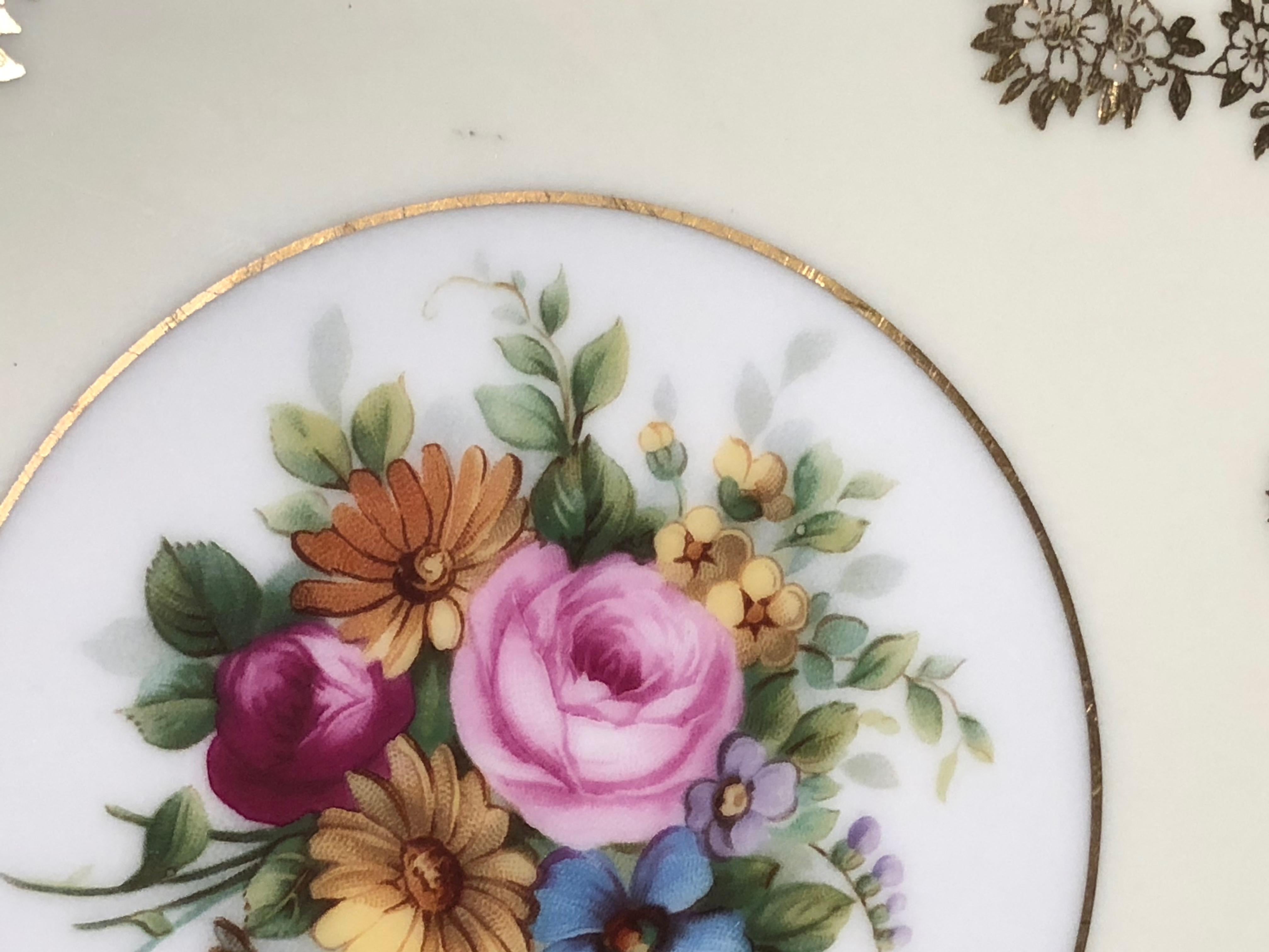 Heinrich & Co. Assiettes de service Selb incrustées d'or et de fleurs, lot de 11 en vente 8