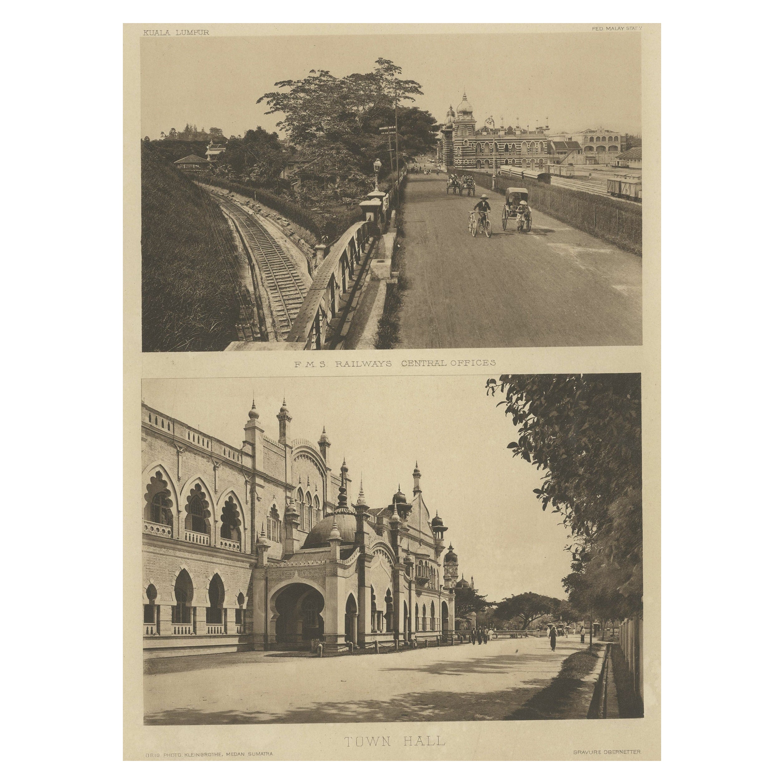Rare Heliogravures, the Town Hall 
Station of Kuala Lumpur, Malaysia in 1907