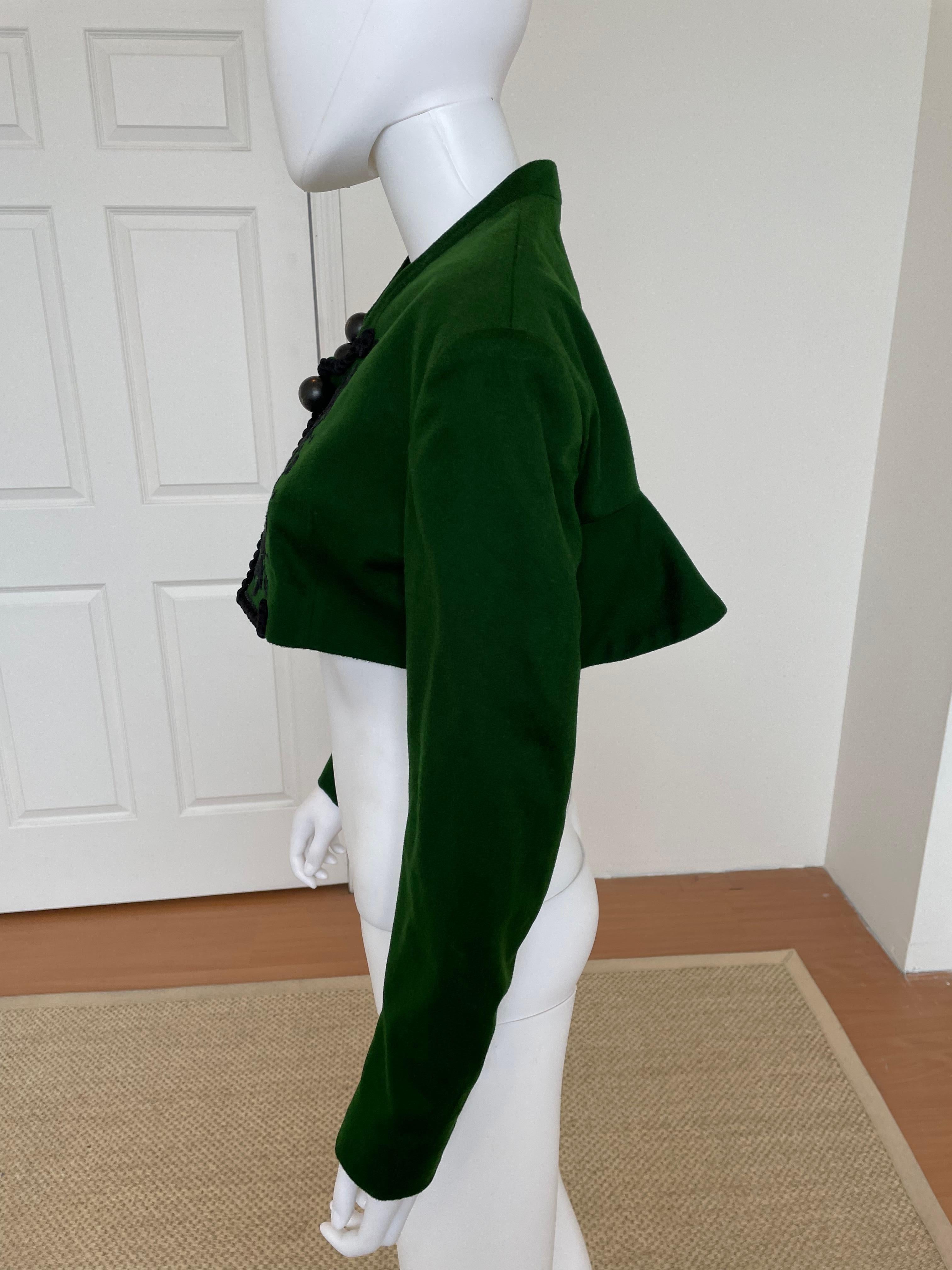 Rare Helmut Lang Collection Calla Green Cropped Jacket In Good Condition In Brooklyn, NY