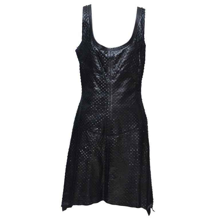 chinese dress ladies Helmut Lang Spring 2001 perforated leather dress