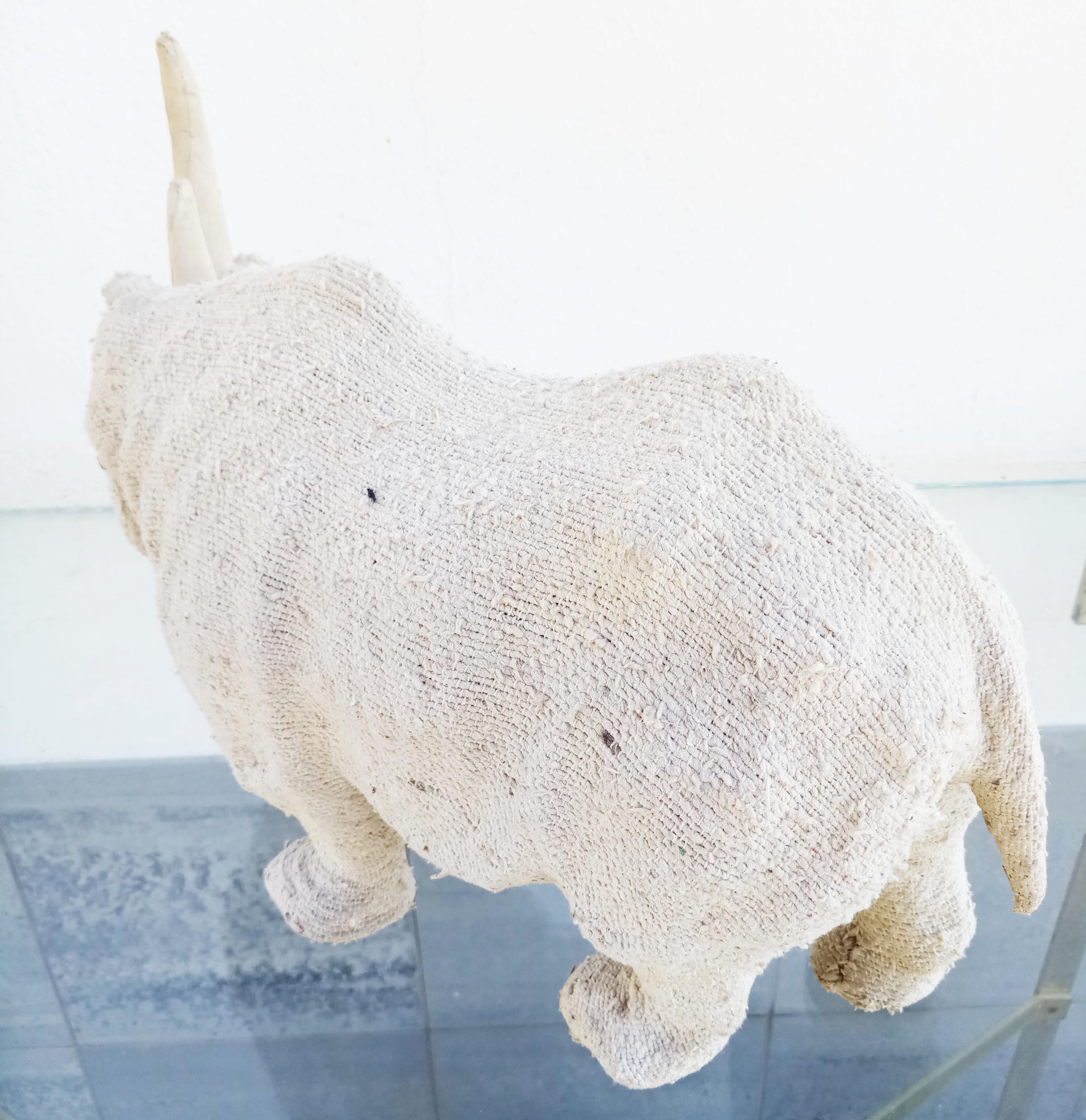 Rare Hemp Fabric Rhino Sculpture, 1950s For Sale 2