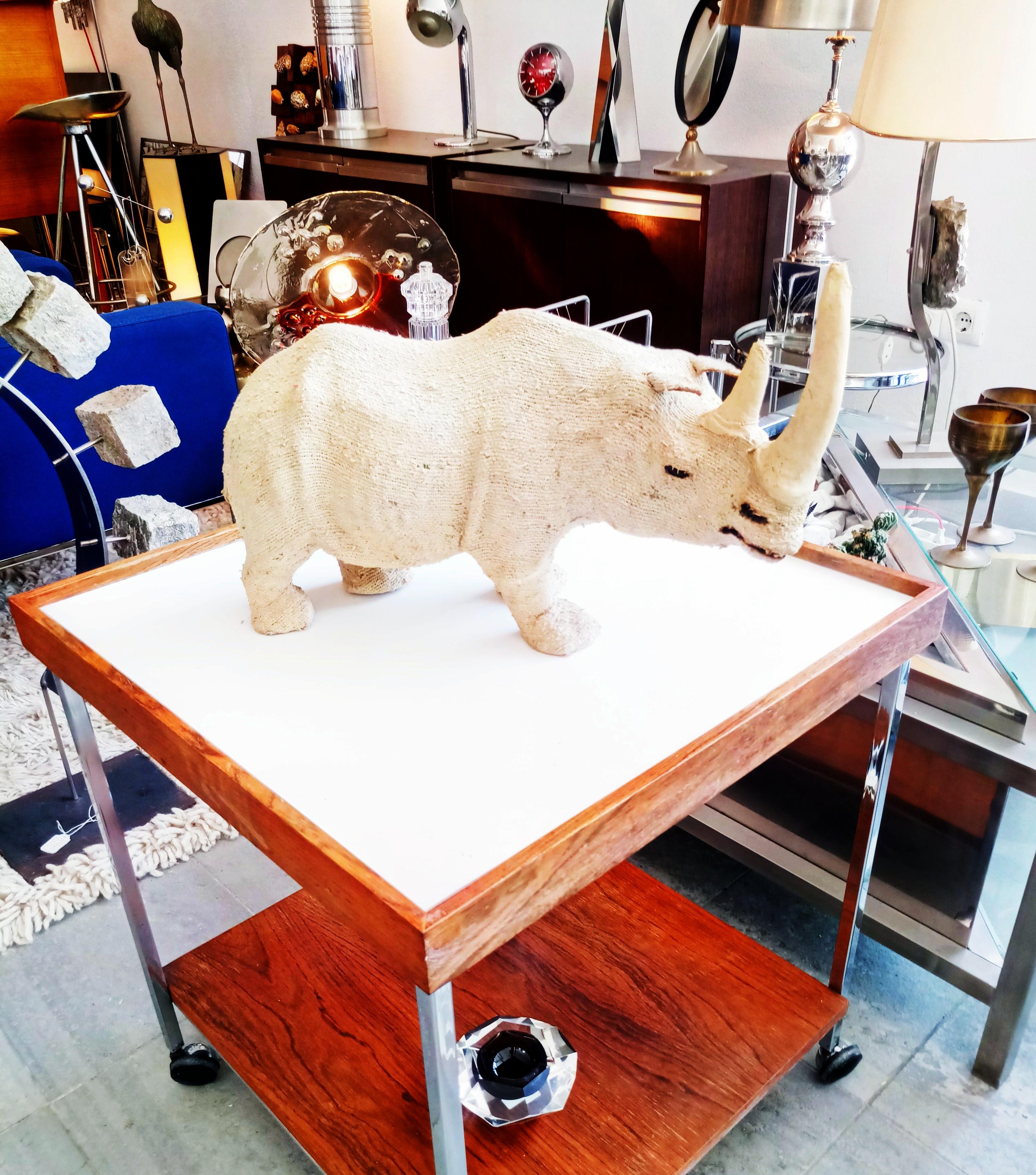 Rare Hemp Fabric Rhino Sculpture, 1950s For Sale 6