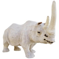 Vintage Rare Hemp Fabric Rhino Sculpture, 1950s