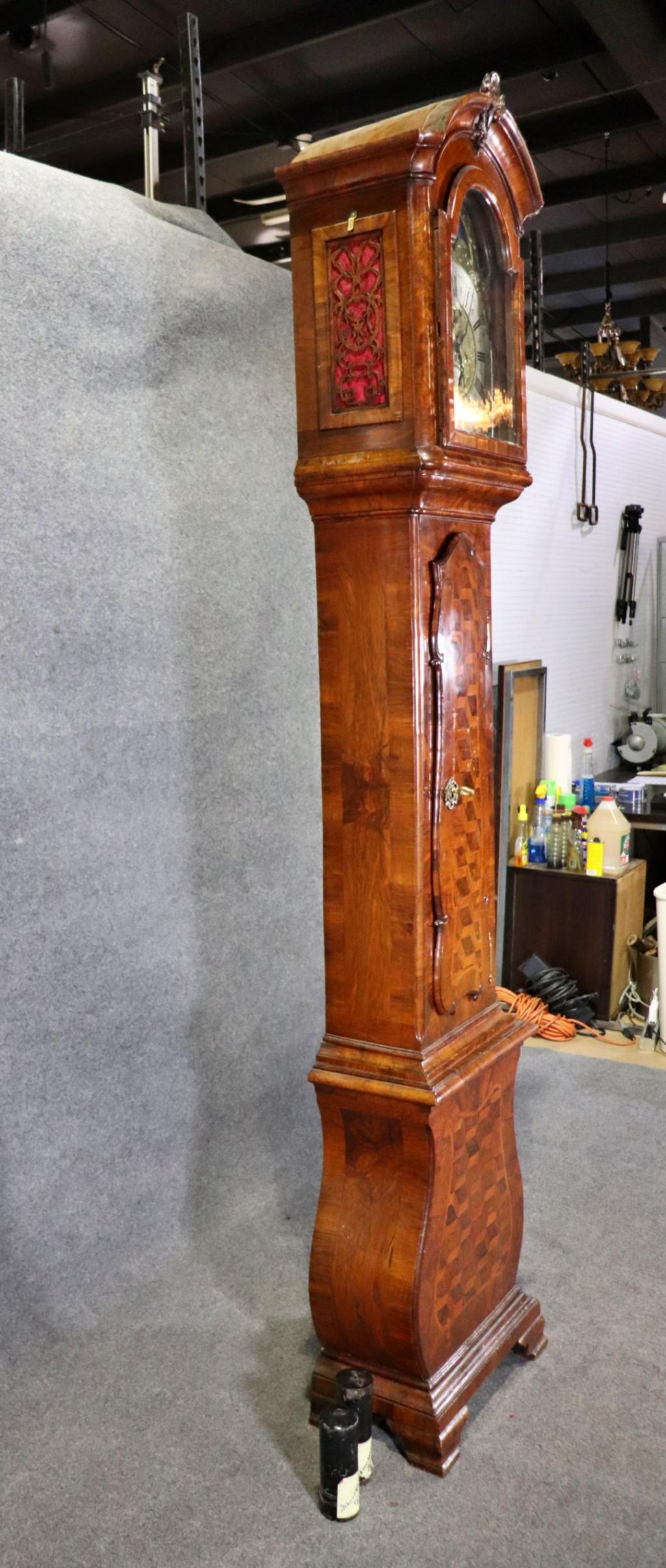 Rare Hendrick Schoonbeck Dutch Marquetry Tall Case Grandfather Clock  For Sale 9