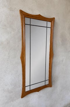 Rare Henning Kjærnulf Scalloped Oak Wall Mirror, Denmark, 1960s