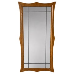 Rare Henning Kjærnulf Scalloped Oak Wall Mirror, Denmark, 1960s