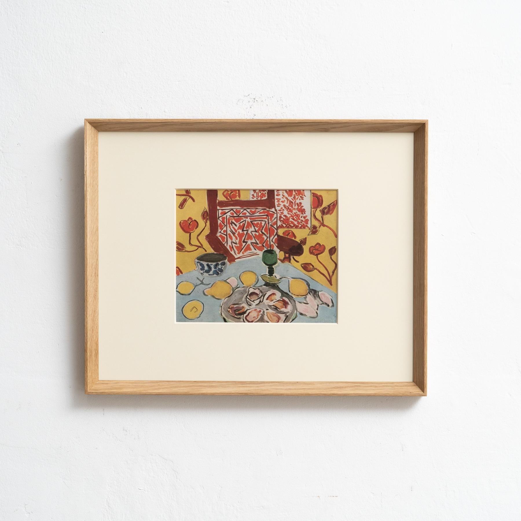 Entra nella brillantezza senza tempo di Henri Matisse con questo straordinario cliché a colori, sapientemente curato dalle Editions du Chêne di Parigi, Francia, nel 1943. Adornato da una splendida cornice in legno massiccio che misura 54 cm di