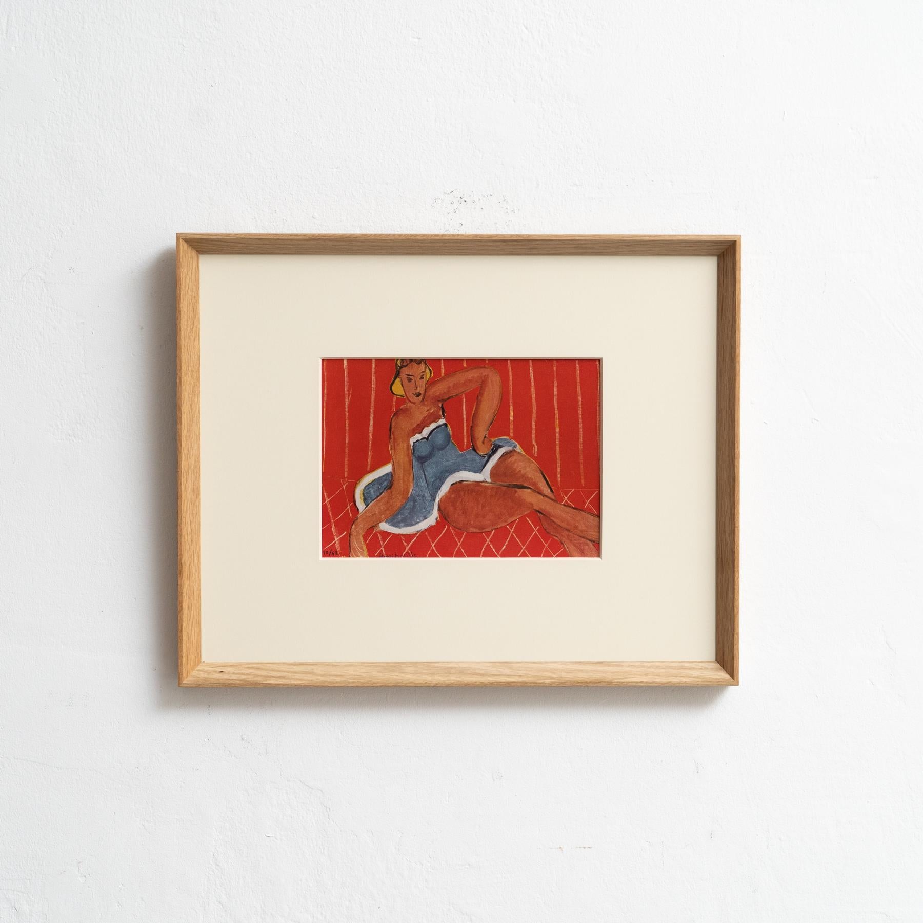 Entra nella brillantezza senza tempo di Henri Matisse con questo straordinario cliché a colori, sapientemente curato dalle Editions du Chêne di Parigi, Francia, nel 1943. Adornato da una splendida cornice in legno massiccio che misura 54 cm di