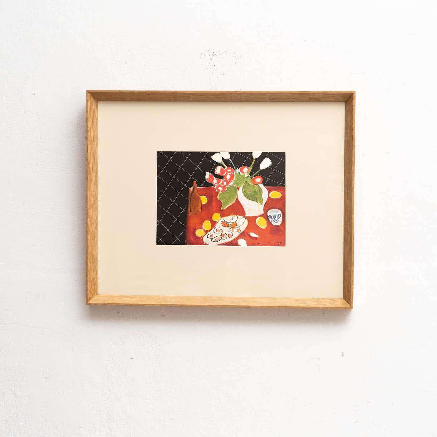 Step into the timeless brilliance of Henri Matisse with this extraordinary color cliché, expertly edited by Editions du Chêne in Paris, France, in 1943. Adorned by a stunning solid wood frame measuring 54cm in width, 43.5cm in height, and 3.5cm in