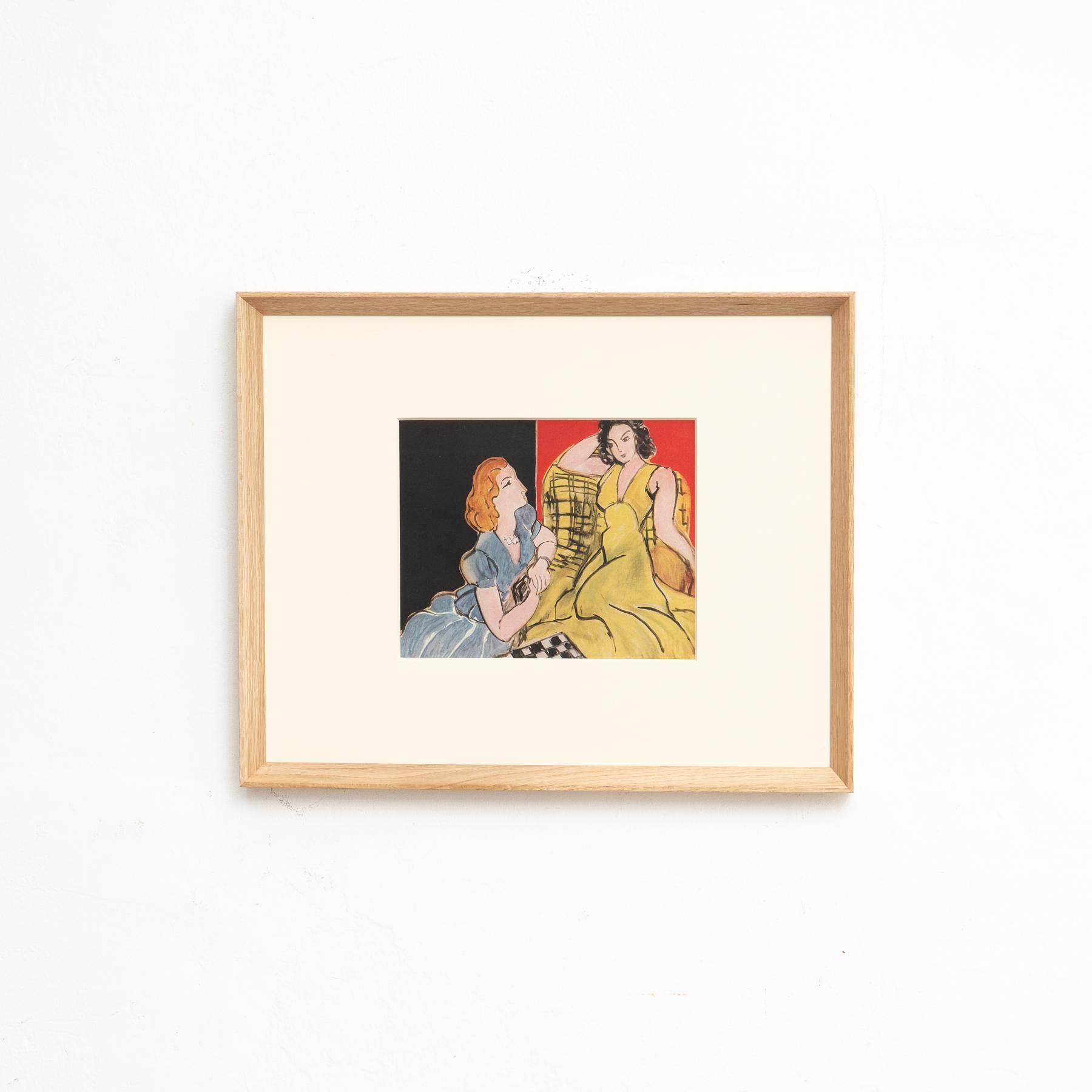 Adéntrate en el brillo intemporal de Henri Matisse con este extraordinario cliché en color, editado con maestría por Editions du Chêne en París, Francia, en 1943. Adornado con un impresionante marco de madera maciza, este cliché de color no es sólo