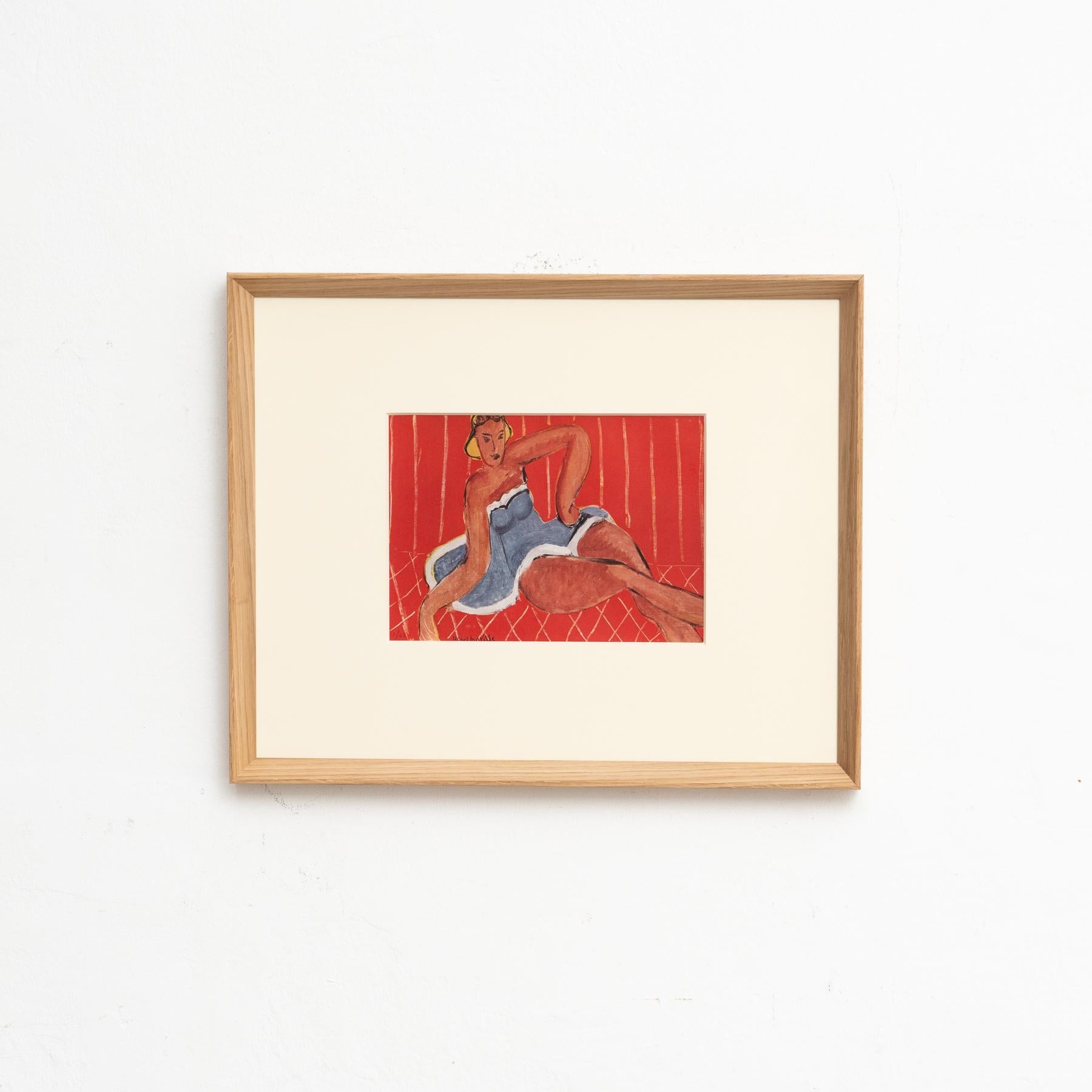 Adéntrate en el brillo intemporal de Henri Matisse con este extraordinario cliché en color, editado con maestría por Editions du Chêne en París, Francia, en 1943. Adornado con un impresionante marco de madera maciza, este cliché de color no es sólo