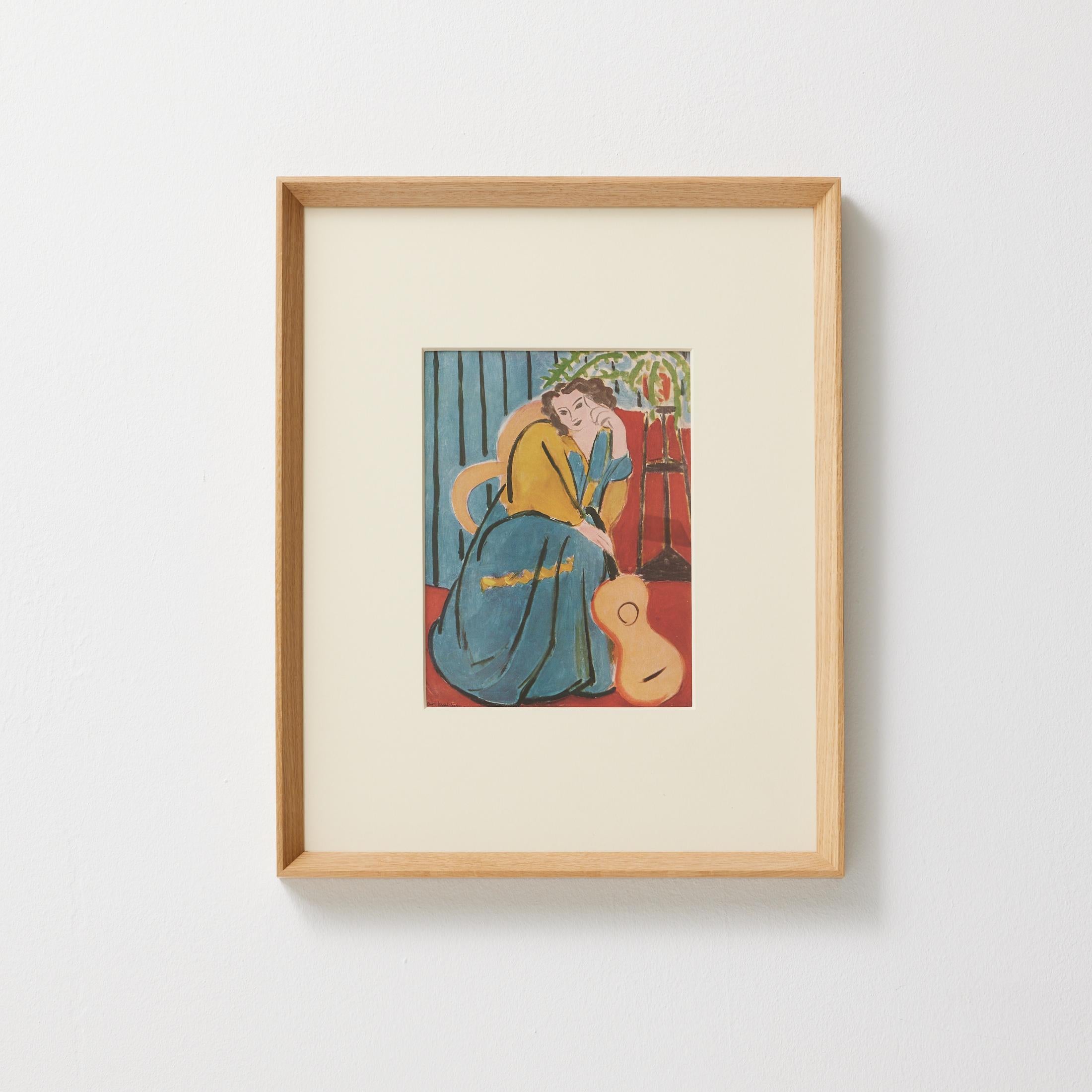 Step into the timeless brilliance of Henri Matisse with this extraordinary color cliché, expertly edited by Editions du Chêne in Paris, France, in 1943. Adorned by a stunning solid wood frame measuring 54cm in height, 43.5cm in width, and 3.5cm in