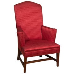 Rare Hepplewhite Mahogany Upholstered Armchair, Rhode Island, circa 1800