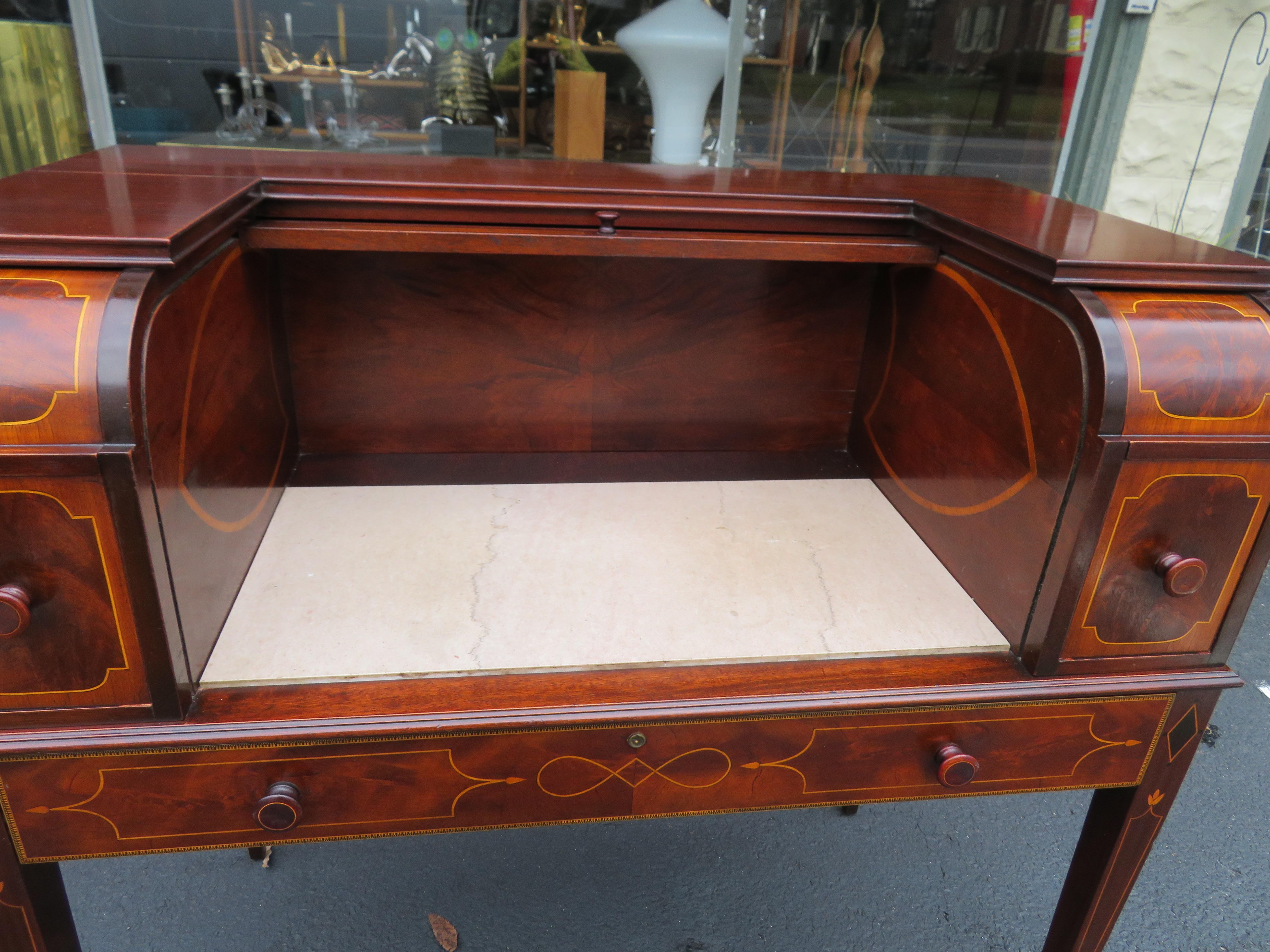 Rare Hepplewhite Revival Mixing Table Desk Charak Furniture Co. For Sale 9