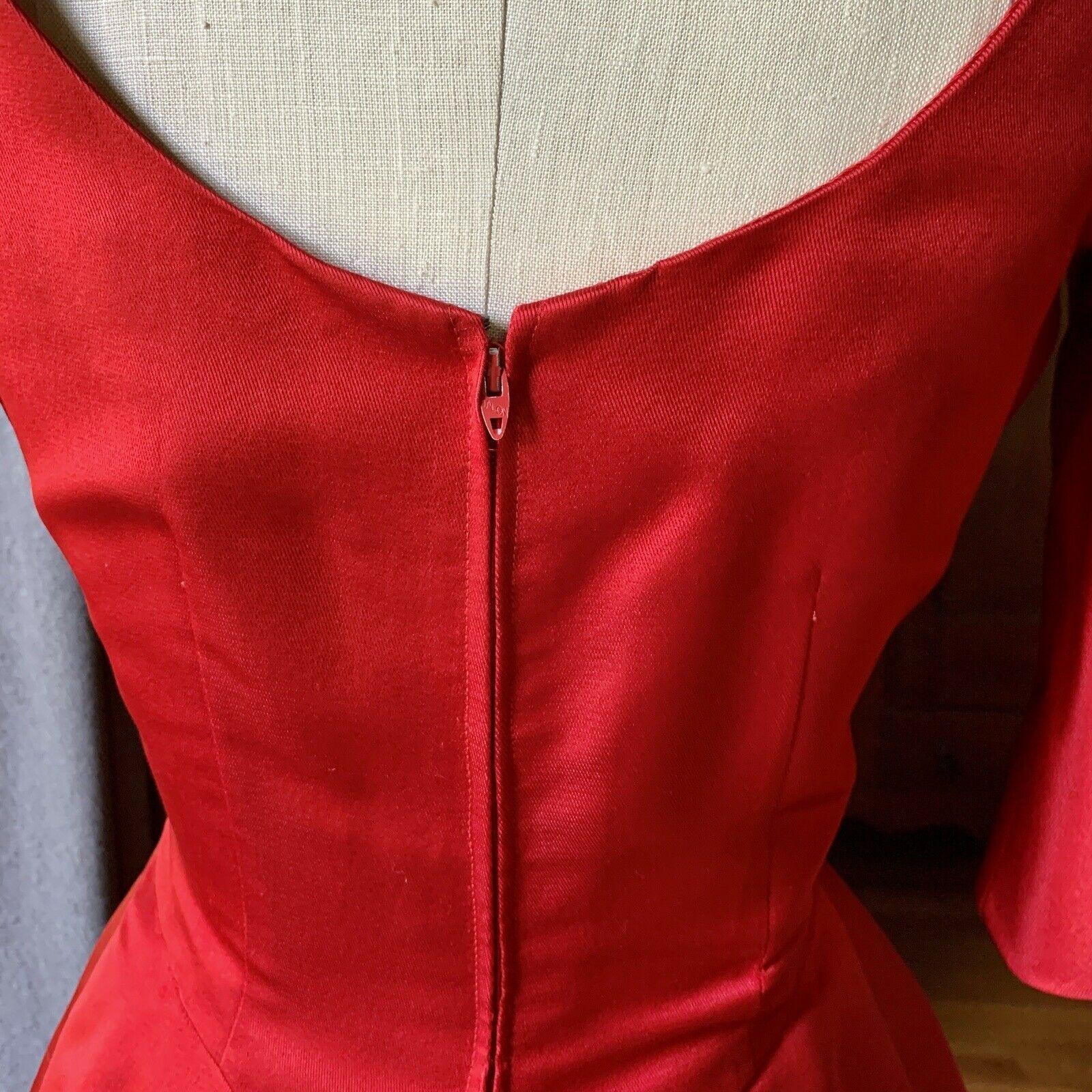 Women's Rare HERBERT SONDHEIM 1950s Vintage Red Satin COUTURE Cocktail Dress XS/S